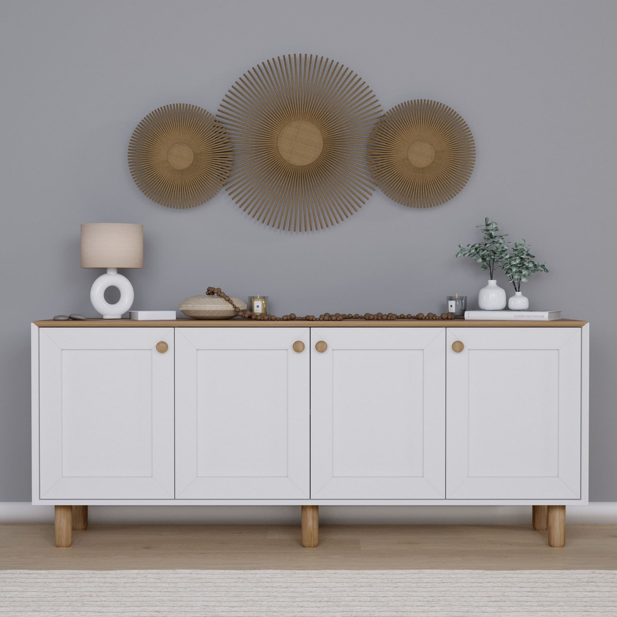 Consolă Hanah Home, PAL melaminat, 180 x 37.3 x 80 cm, deschis nuc, 350MWD1511 — imaginea 4