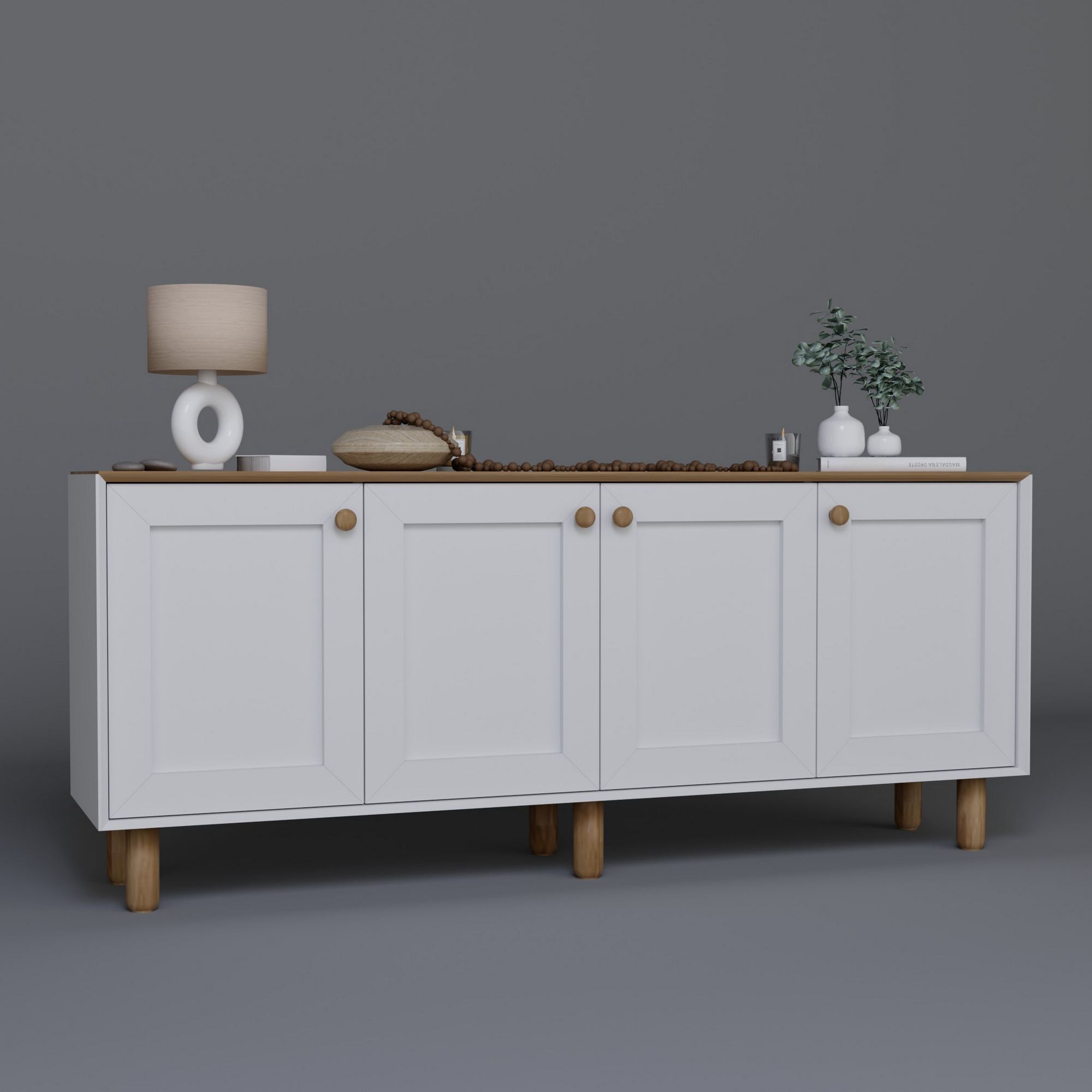 Consolă Hanah Home, PAL melaminat, 180 x 37.3 x 80 cm, deschis nuc, 350MWD1511 — imaginea 5