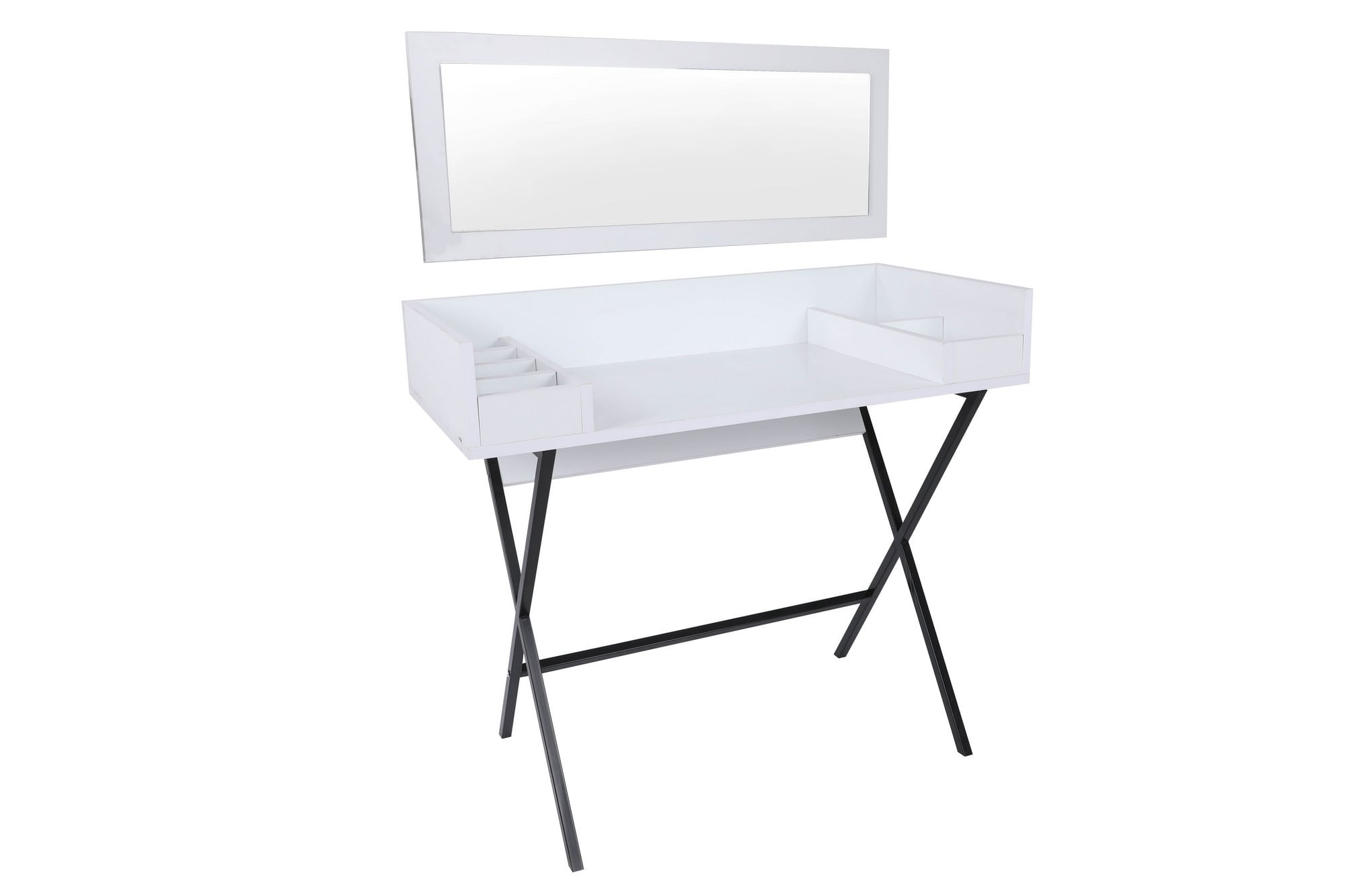 Masă machiaj Hanah Home, PAL melaminat, 100 x 89 x 50 cm, alb/negru, 811MDD5106 — imaginea 5