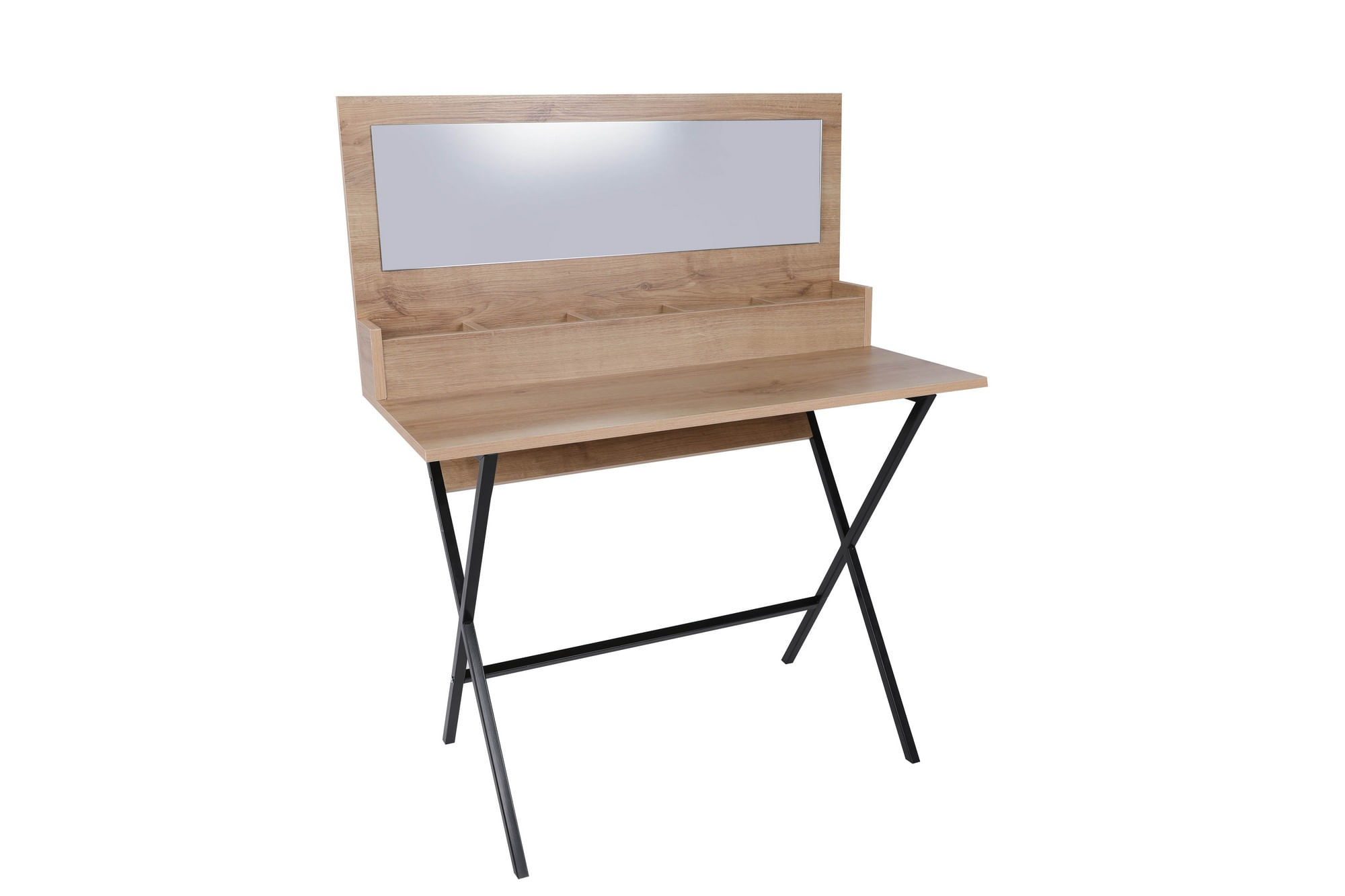 Masă machiaj Hanah Home, PAL melaminat, 100 x 124 x 50 cm, stejar/negru, 811MDD5108 — imaginea 3