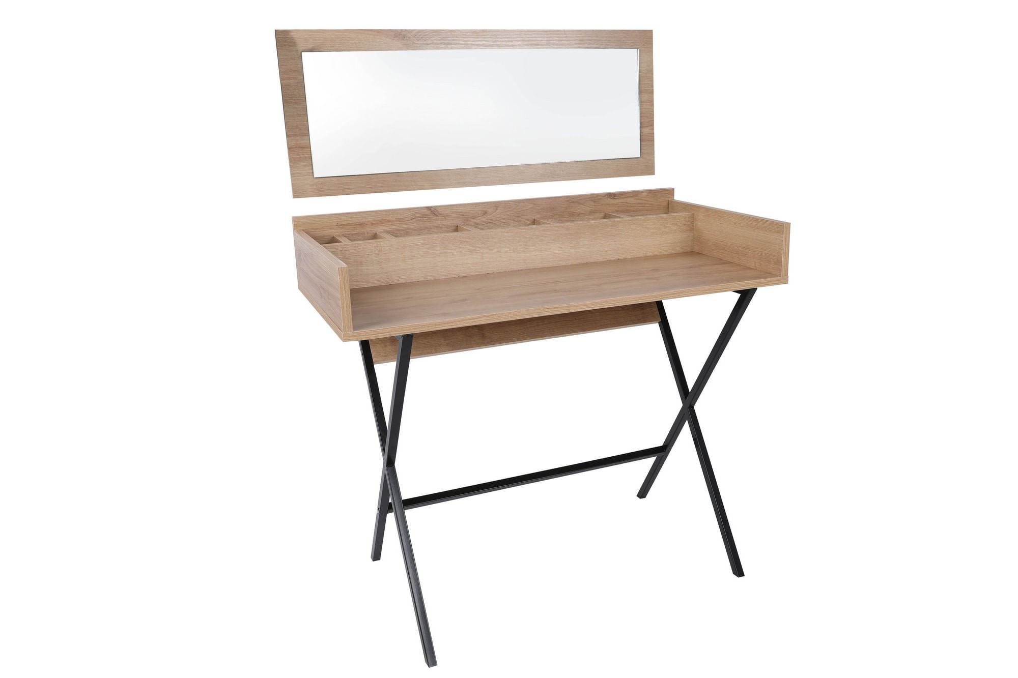 Masă machiaj Hanah Home, PAL melaminat, 100 x 89 x 50 cm, stejar/negru, 811MDD5109 — imaginea 4