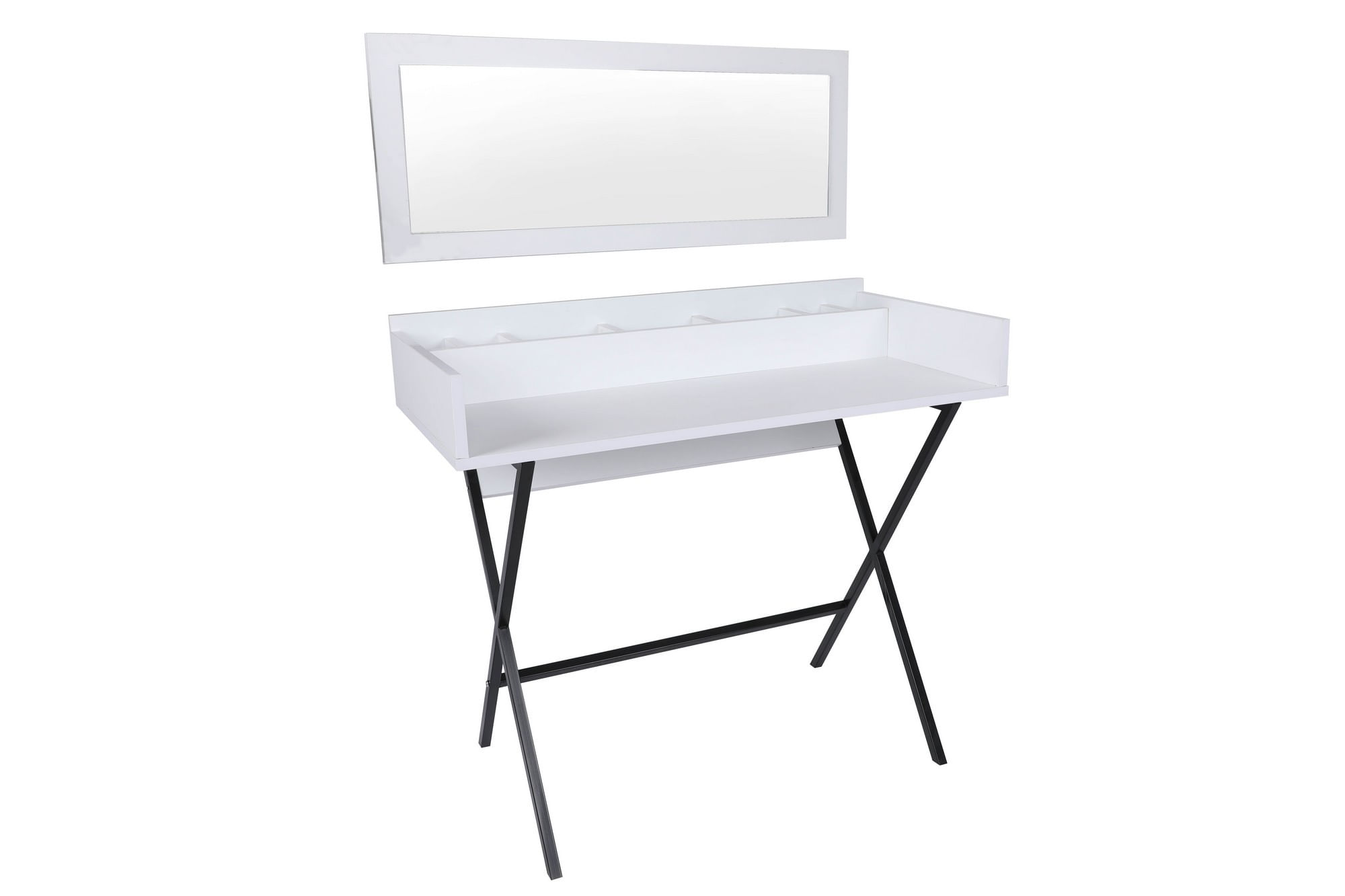 Masă machiaj Hanah Home, PAL melaminat, 100 x 89 x 50 cm, alb/negru, 811MDD5107 — imaginea 2