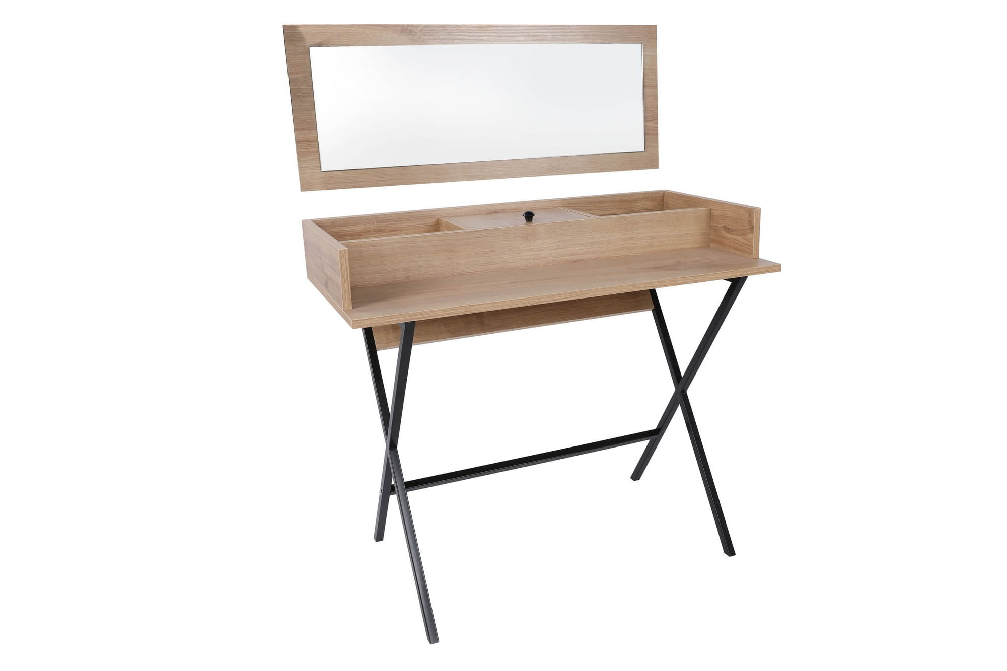 Masă machiaj Hanah Home, PAL melaminat, 100 x 89 x 50 cm, nuc/negru, 811MDD5103 — imaginea 5