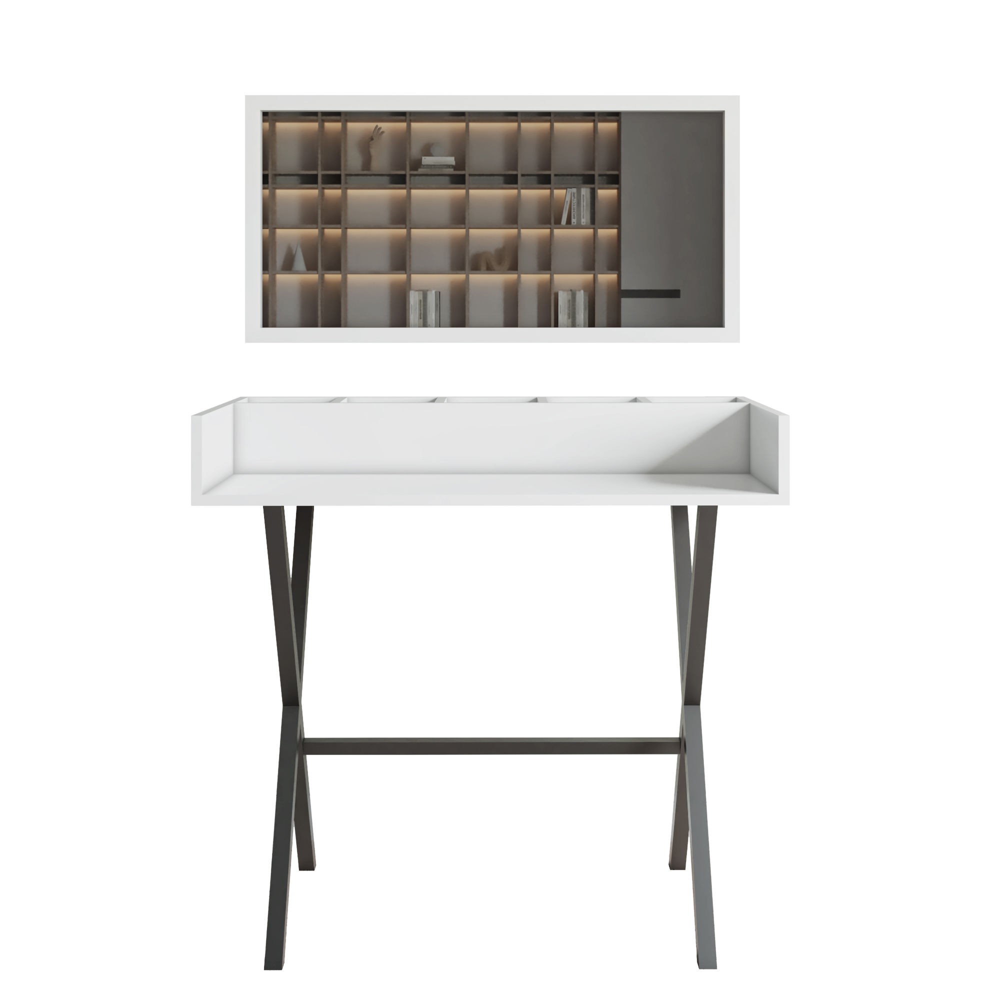 Masă machiaj Hanah Home, PAL melaminat, 100 x 50 x 91 cm, alb/negru, 811MDD5110 — imaginea 4