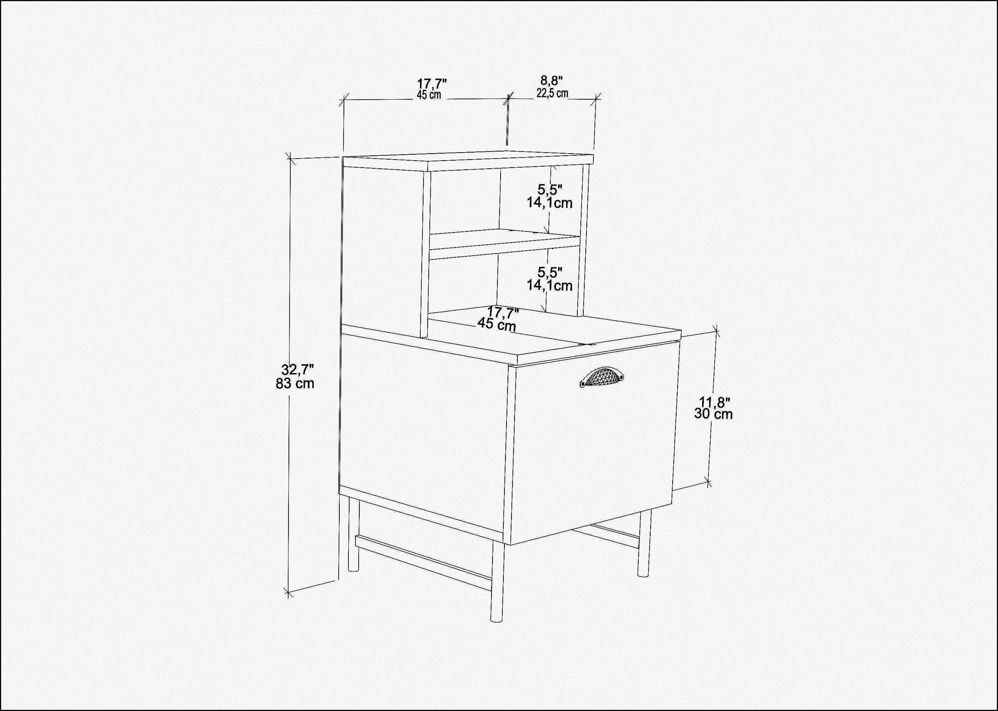 Noptieră Hanah Home, PAL melaminat, 45 x 83 x 22.5 cm, nuc/alb, 322RTC1601 — imaginea 2
