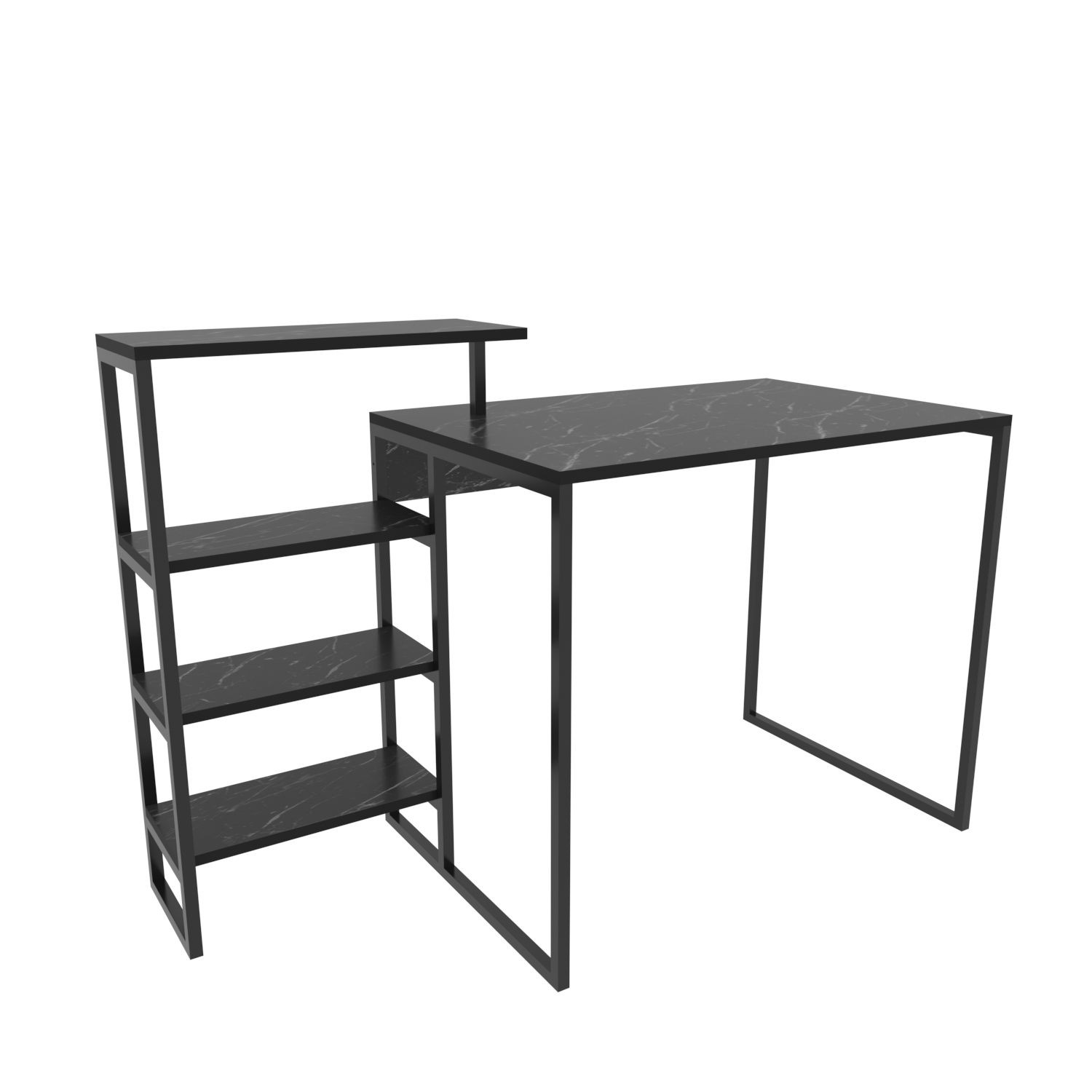 Birou studiu Hanah Home, PAL melaminat, 133 x 60 x 76.8 cm, negru, 322RTC1306
