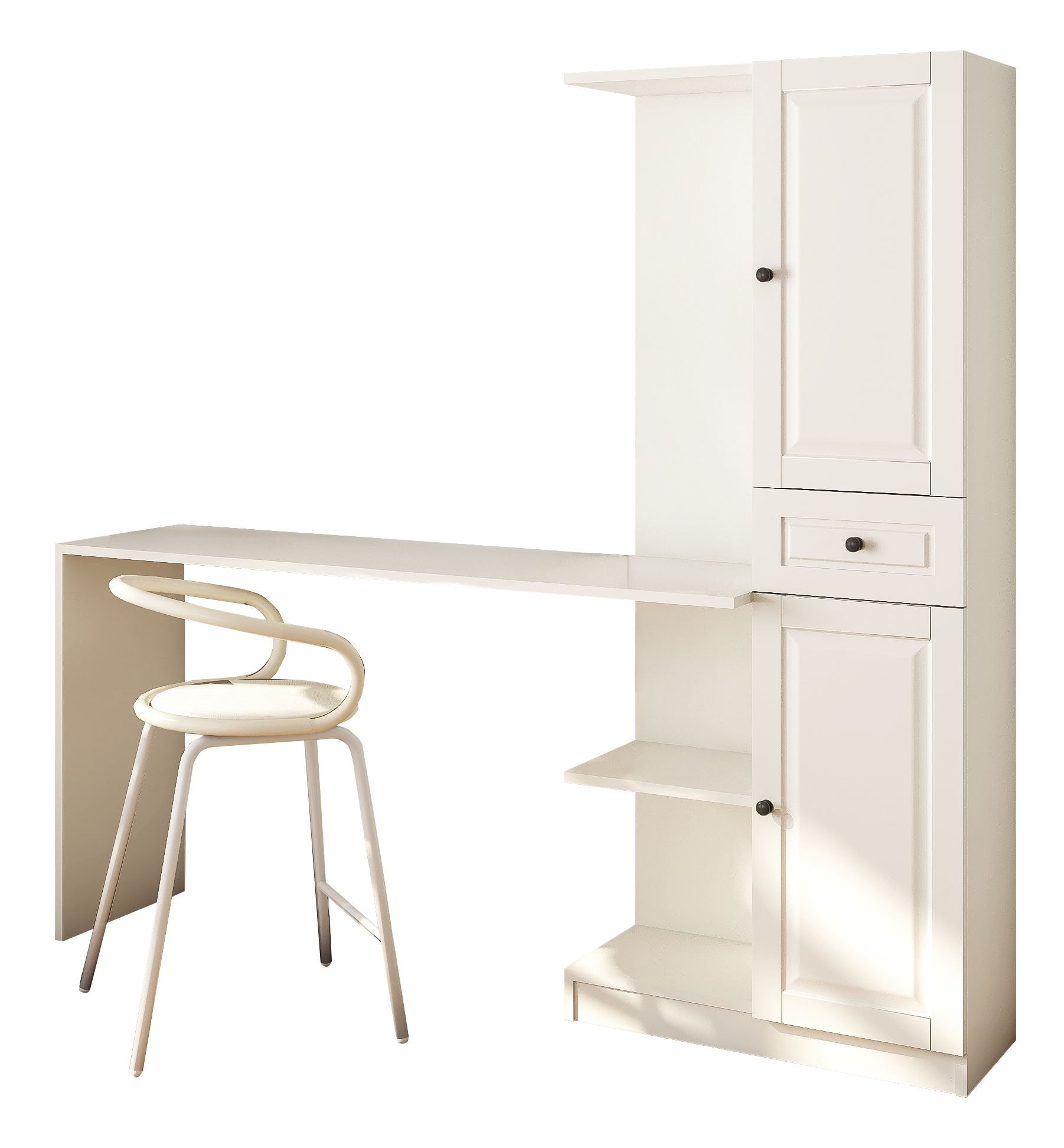 Birou cu bibliotecă Hanah Home, PAL melaminat, 155 x 40 x 150 cm, alb mat, 167RAB1708 — imaginea 4