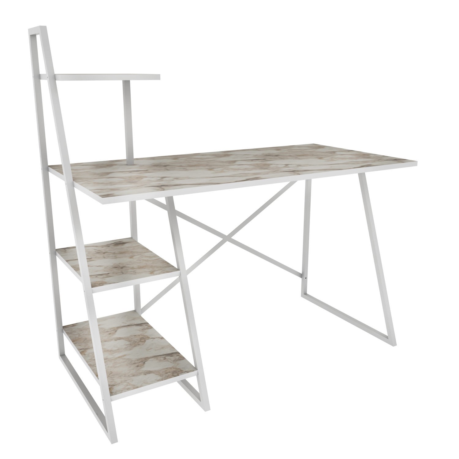 Birou studiu Hanah Home, PAL melaminat, 120 x 60 x 120 cm, alb, 322RTC1311