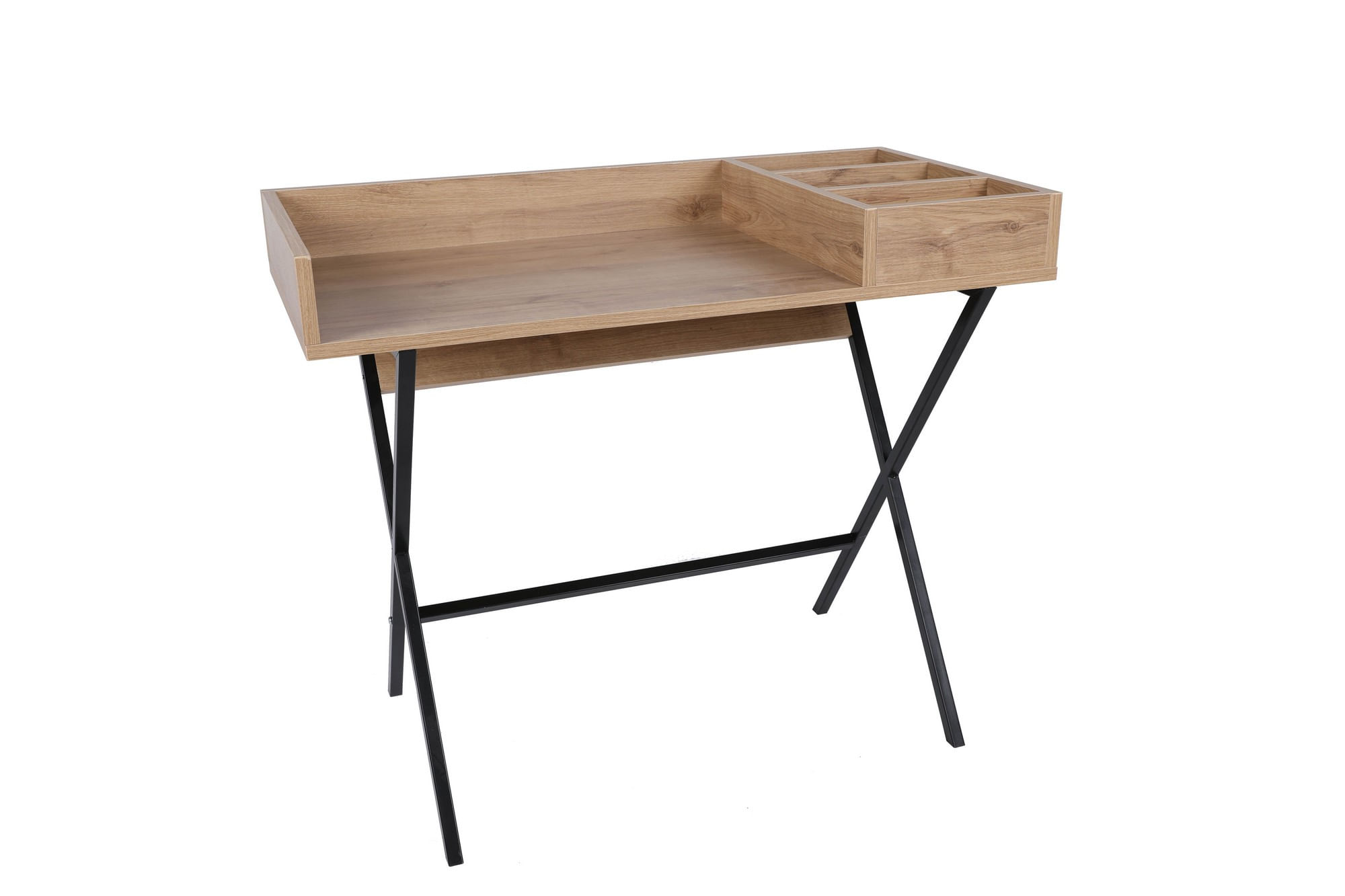 Birou studiu Hanah Home, PAL melaminat, 100 x 89 x 50 cm, stejar/negru, 811MDD3820 — imaginea 3