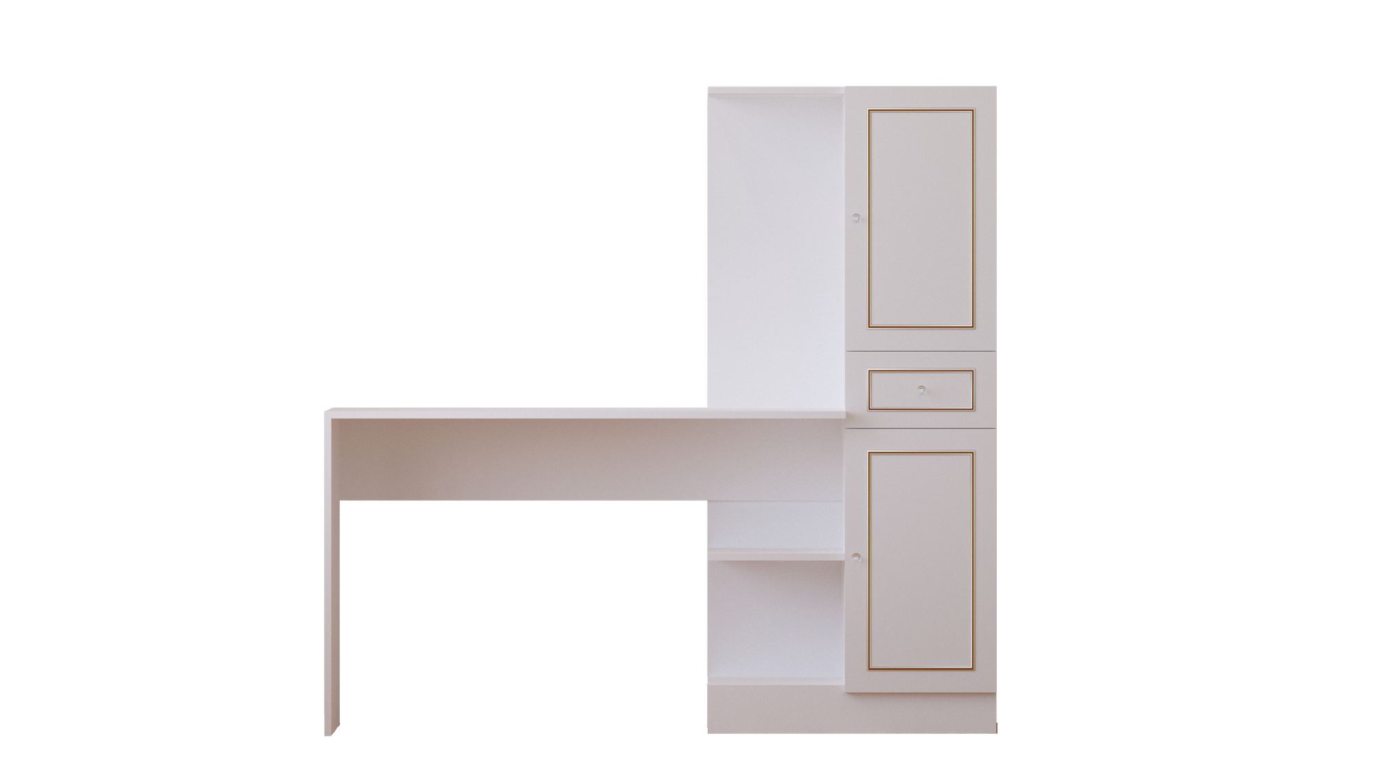 Birou cu bibliotecă Hanah Home, PAL melaminat, 120 x 40 x 75 cm, alb mat, 167RAB1702 — imaginea 4