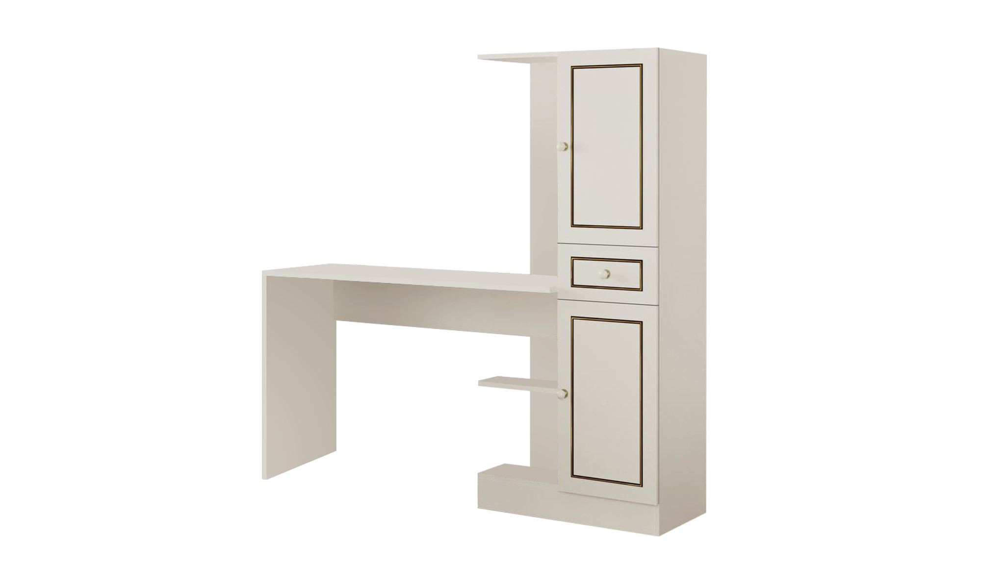Birou cu bibliotecă Hanah Home, PAL melaminat, 120 x 40 x 75 cm, alb mat, 167RAB1703