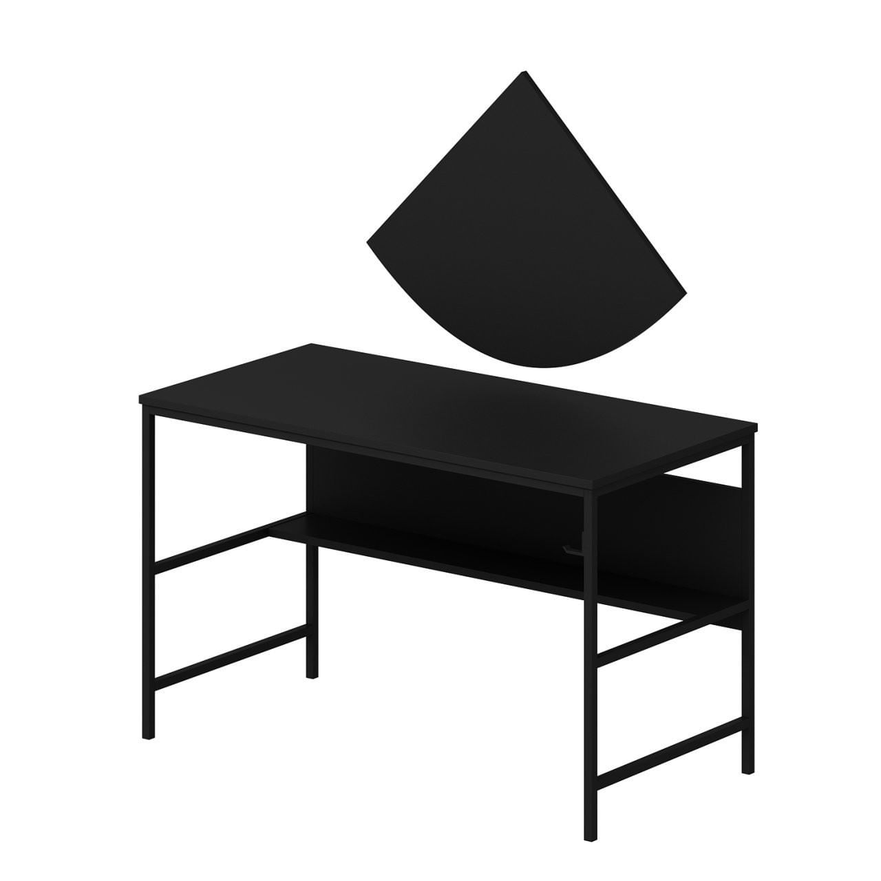 Birou studiu Hanah Home, PAL melaminat, 120 x 60 x 74 cm, negru, 506MNR3346