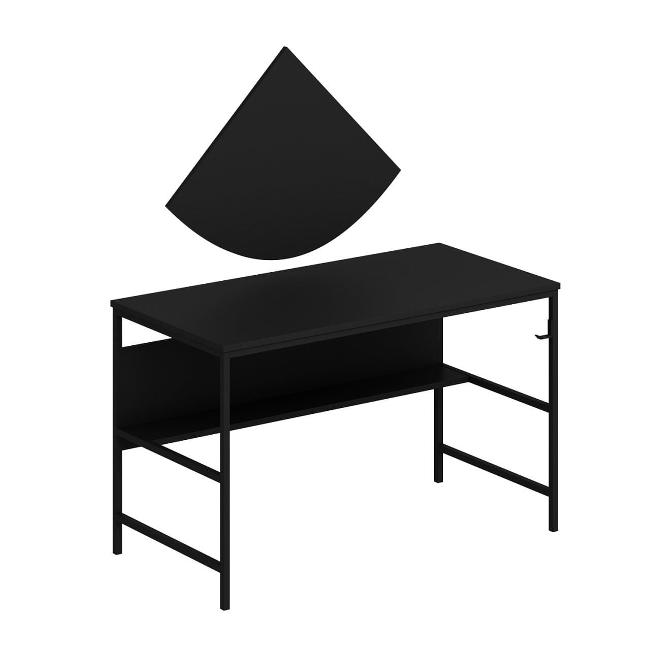 Birou studiu Hanah Home, PAL melaminat, 120 x 60 x 74 cm, negru, 506MNR3346 — imaginea 4