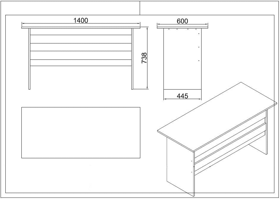 Set mobilier birou Hanah Home, PAL melaminat, 140 x 73.8 x 60 cm, alb, 956LCS3413 — imaginea 8