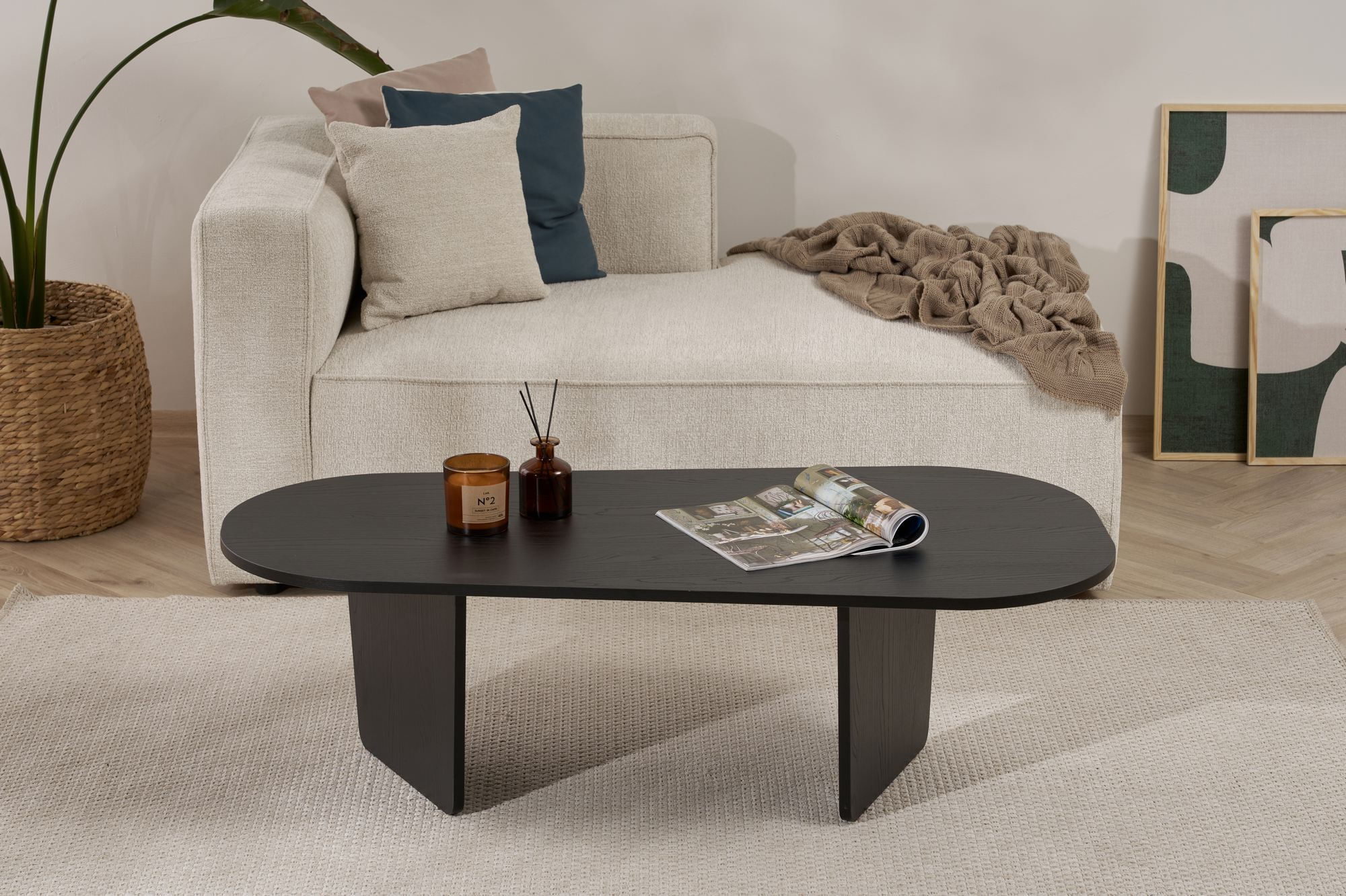 Măsuță cafea Hanah Home, PAL melaminat, 130 x 65 x 40 cm, lemn negru, 838NRD1110 — imaginea 2