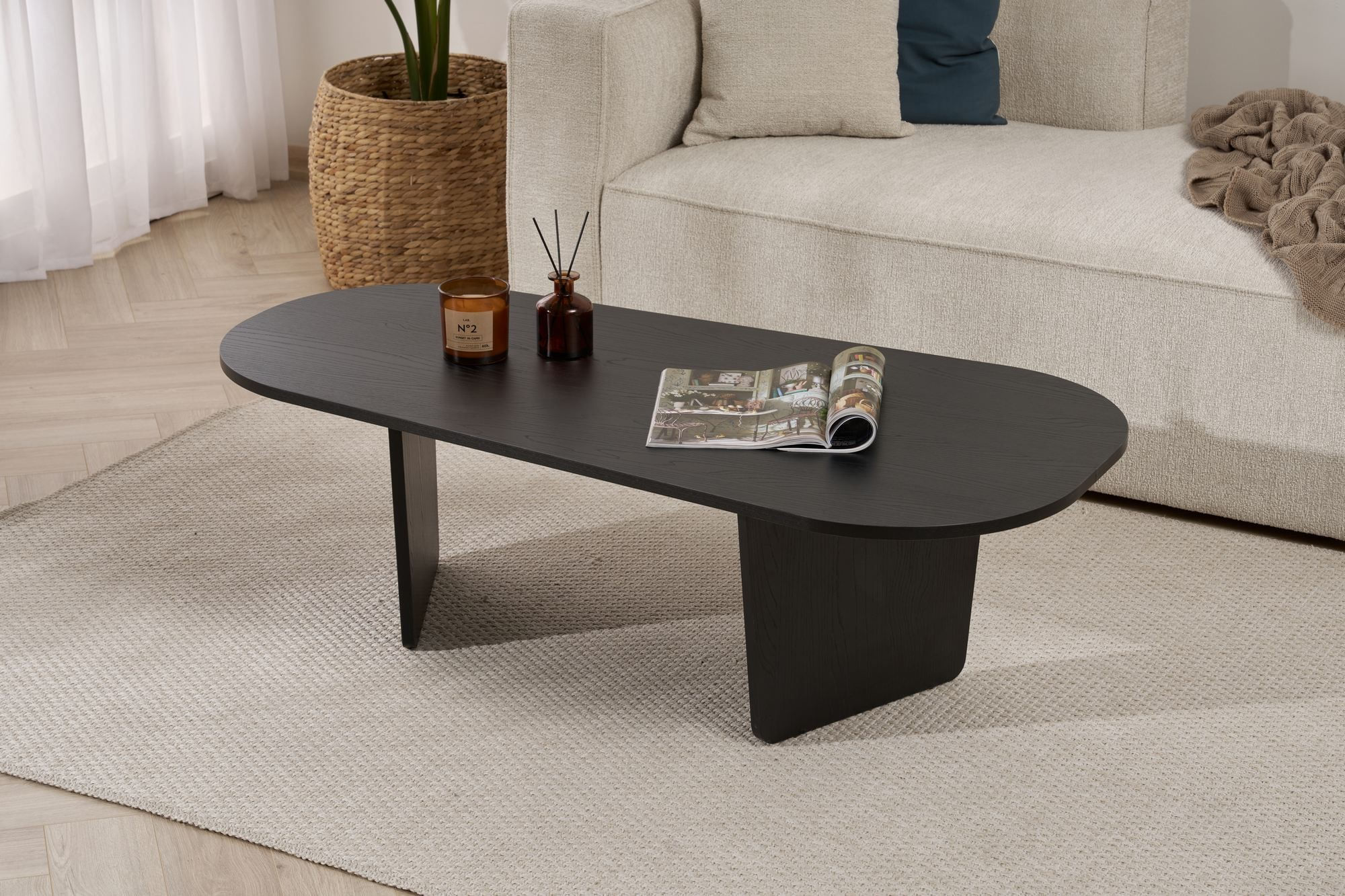 Măsuță cafea Hanah Home, PAL melaminat, 130 x 65 x 40 cm, lemn negru, 838NRD1110 — imaginea 6