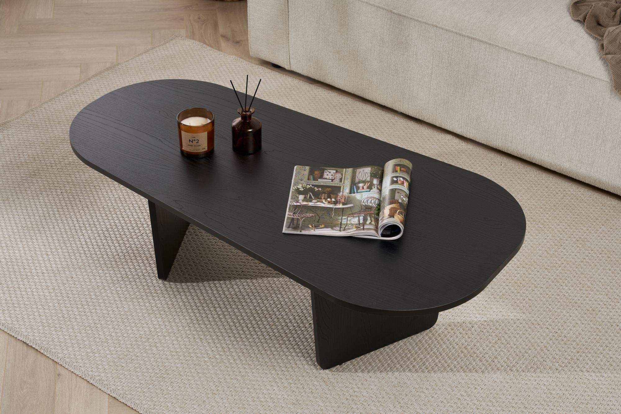 Măsuță cafea Hanah Home, PAL melaminat, 130 x 65 x 40 cm, lemn negru, 838NRD1110 — imaginea 7
