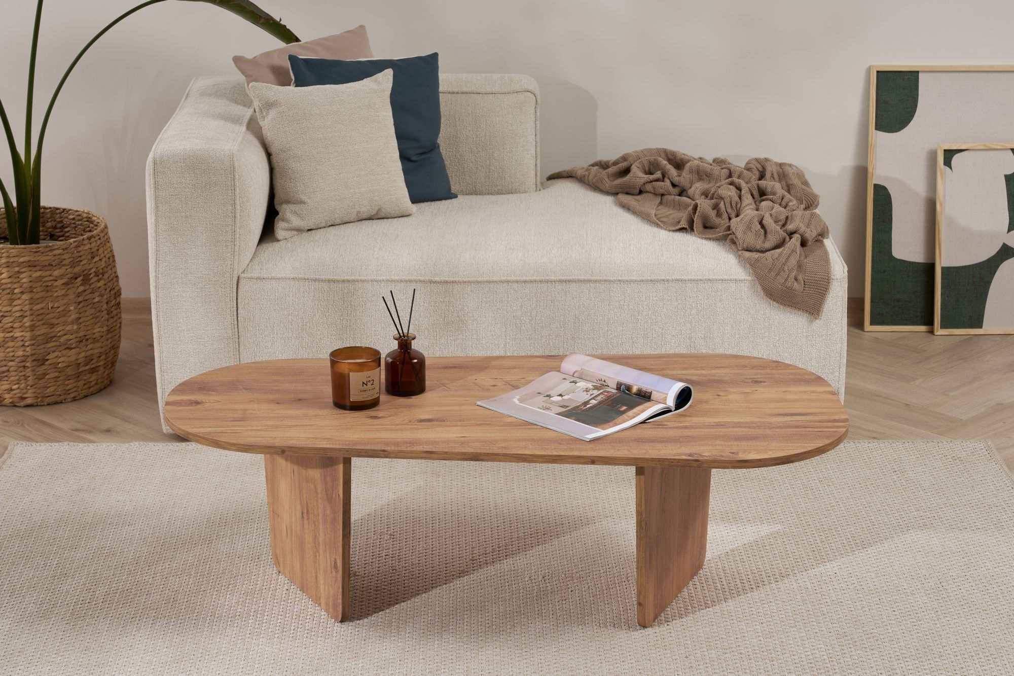 Măsuță cafea Hanah Home, PAL melaminat, 130 x 65 x 40 cm, atlantic pine, 838NRD1109 — imaginea 4