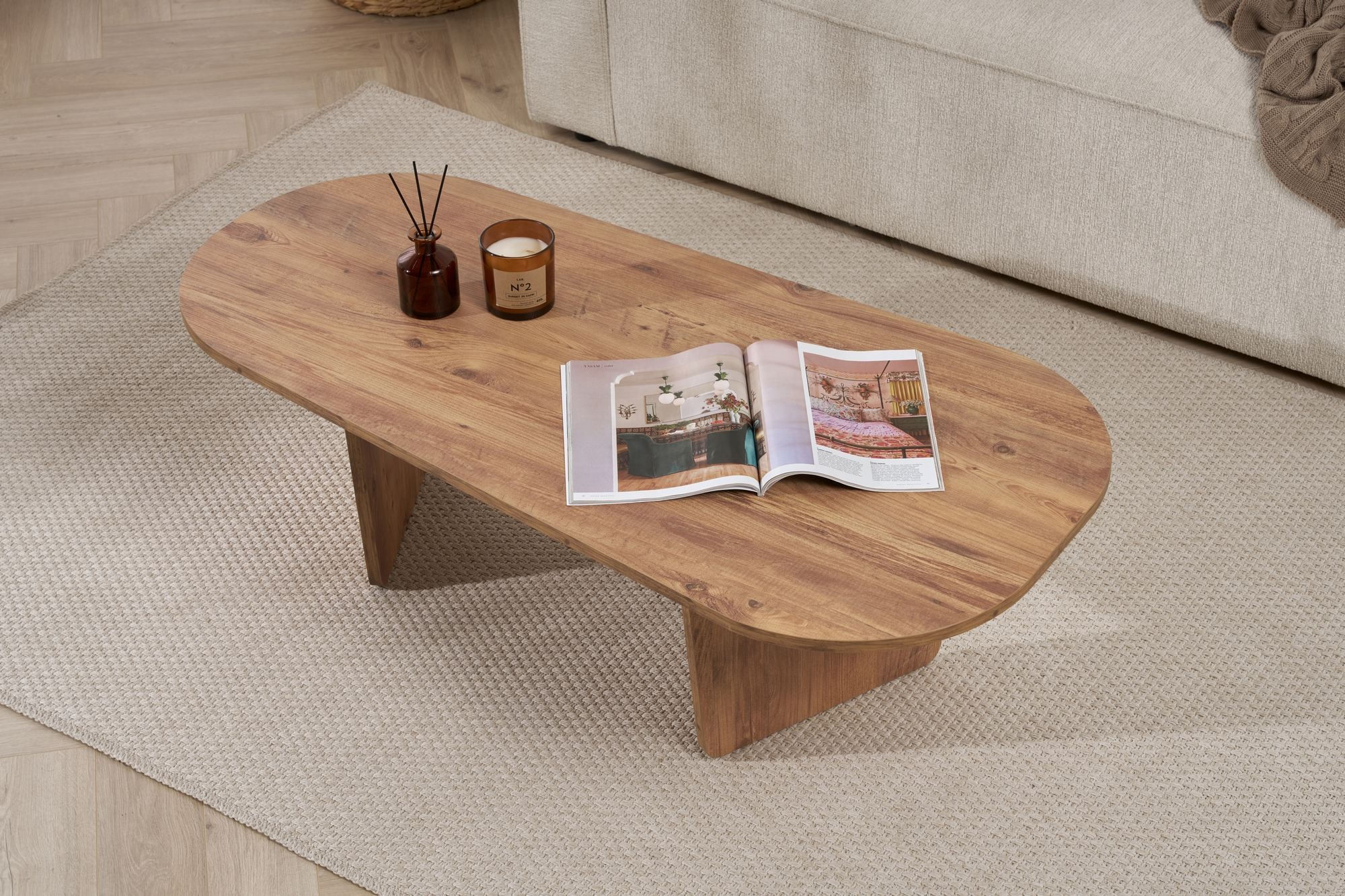 Măsuță cafea Hanah Home, PAL melaminat, 130 x 65 x 40 cm, atlantic pine, 838NRD1109 — imaginea 5