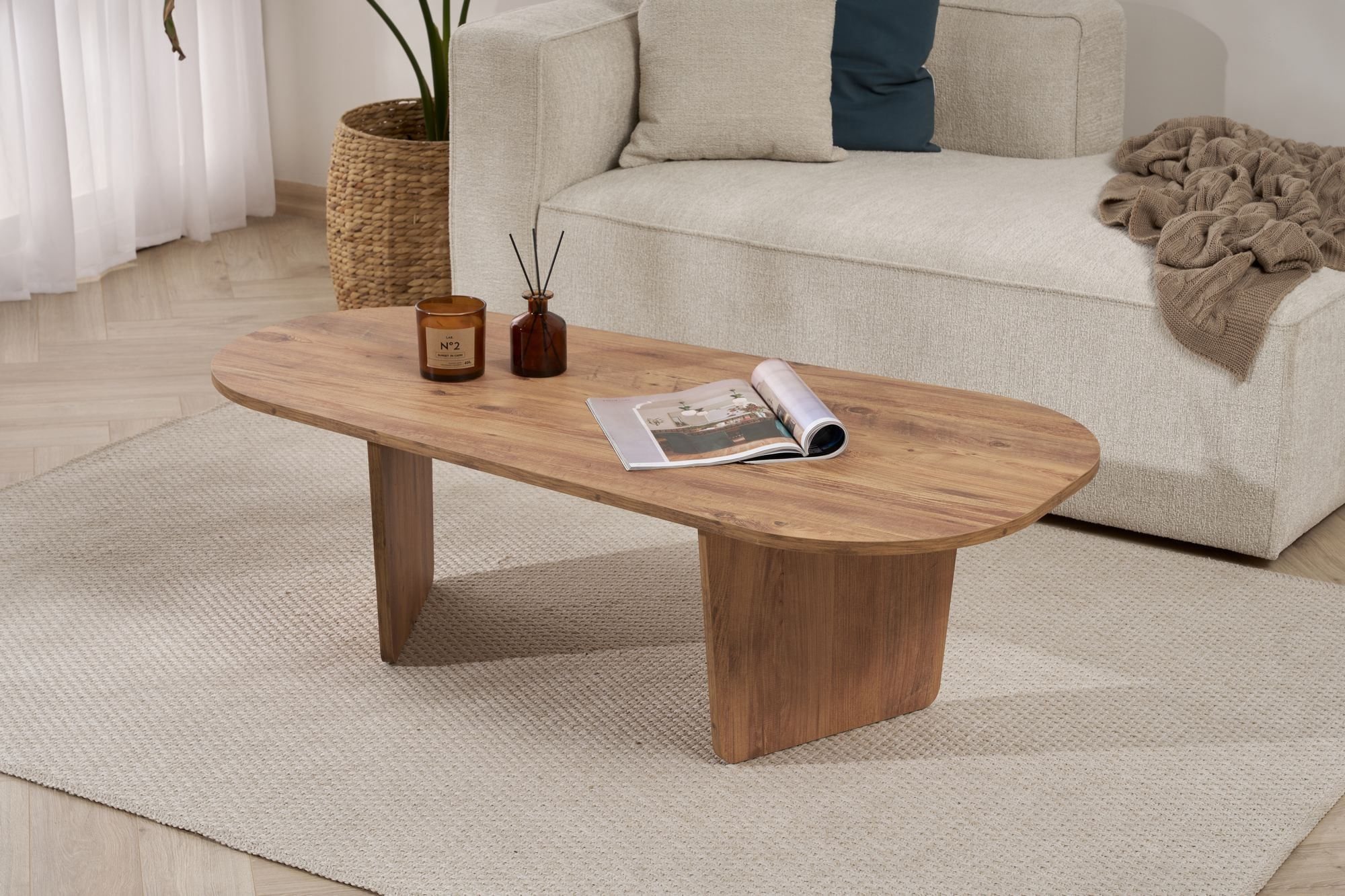 Măsuță cafea Hanah Home, PAL melaminat, 130 x 65 x 40 cm, atlantic pine, 838NRD1109 — imaginea 6
