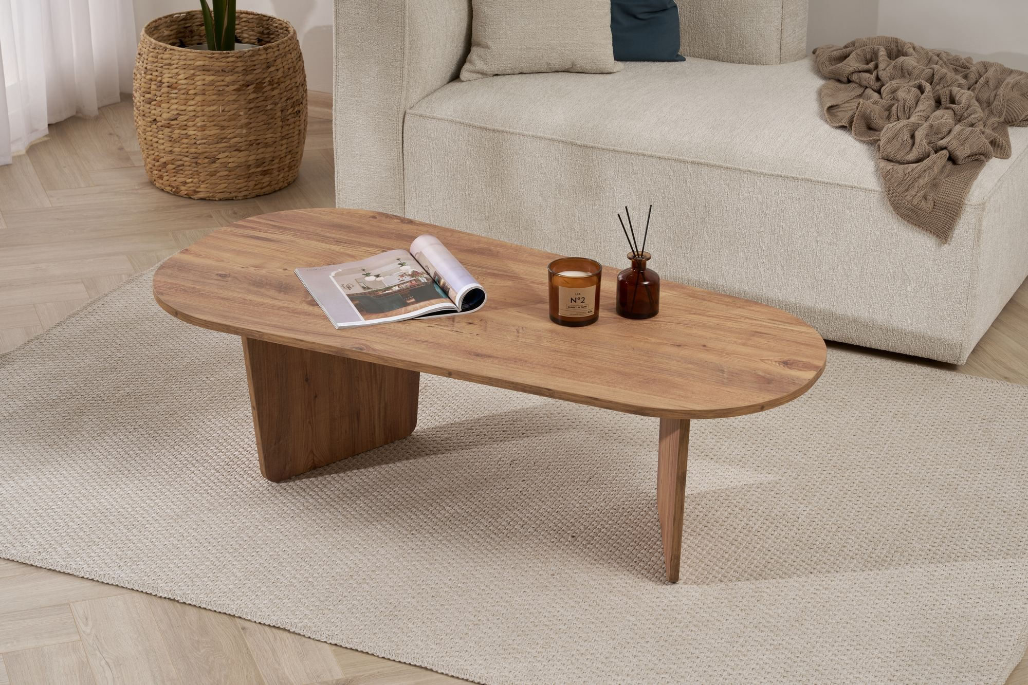 Măsuță cafea Hanah Home, PAL melaminat, 130 x 65 x 40 cm, atlantic pine, 838NRD1109 — imaginea 7