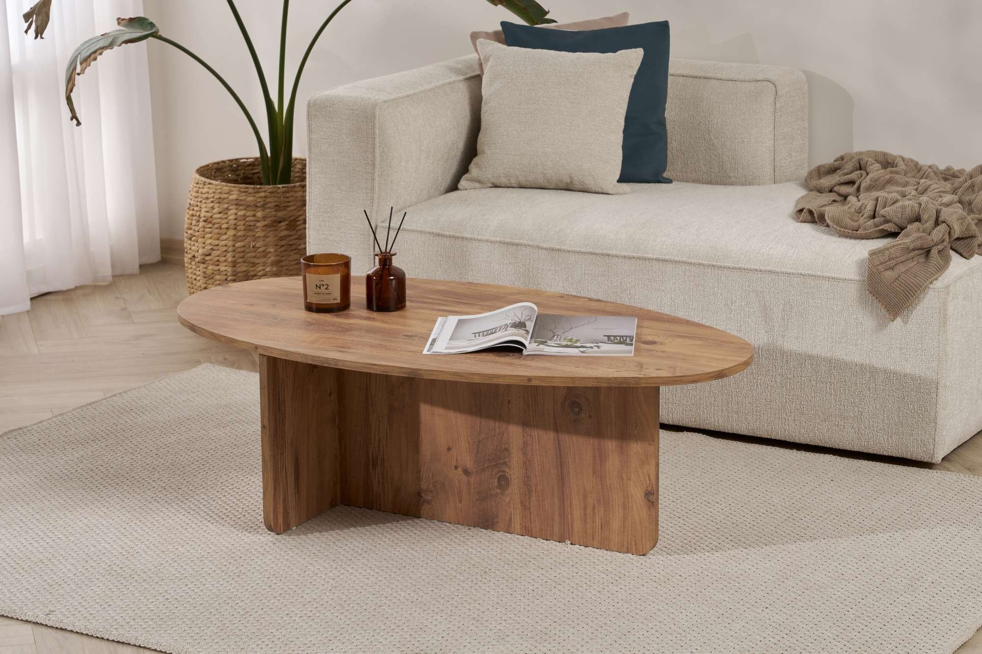 Măsuță cafea Hanah Home, PAL melaminat, 120 x 65 x 40 cm, atlantic pine, 838NRD1104 — imaginea 6
