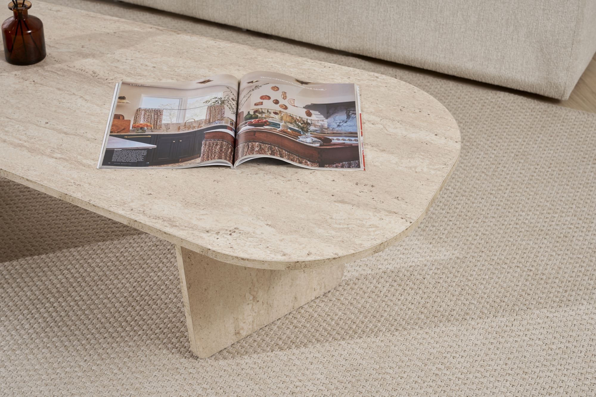 Măsuță cafea Hanah Home, PAL melaminat, 130 x 65 x 40 cm, travertine, 838NRD1106 — imaginea 4