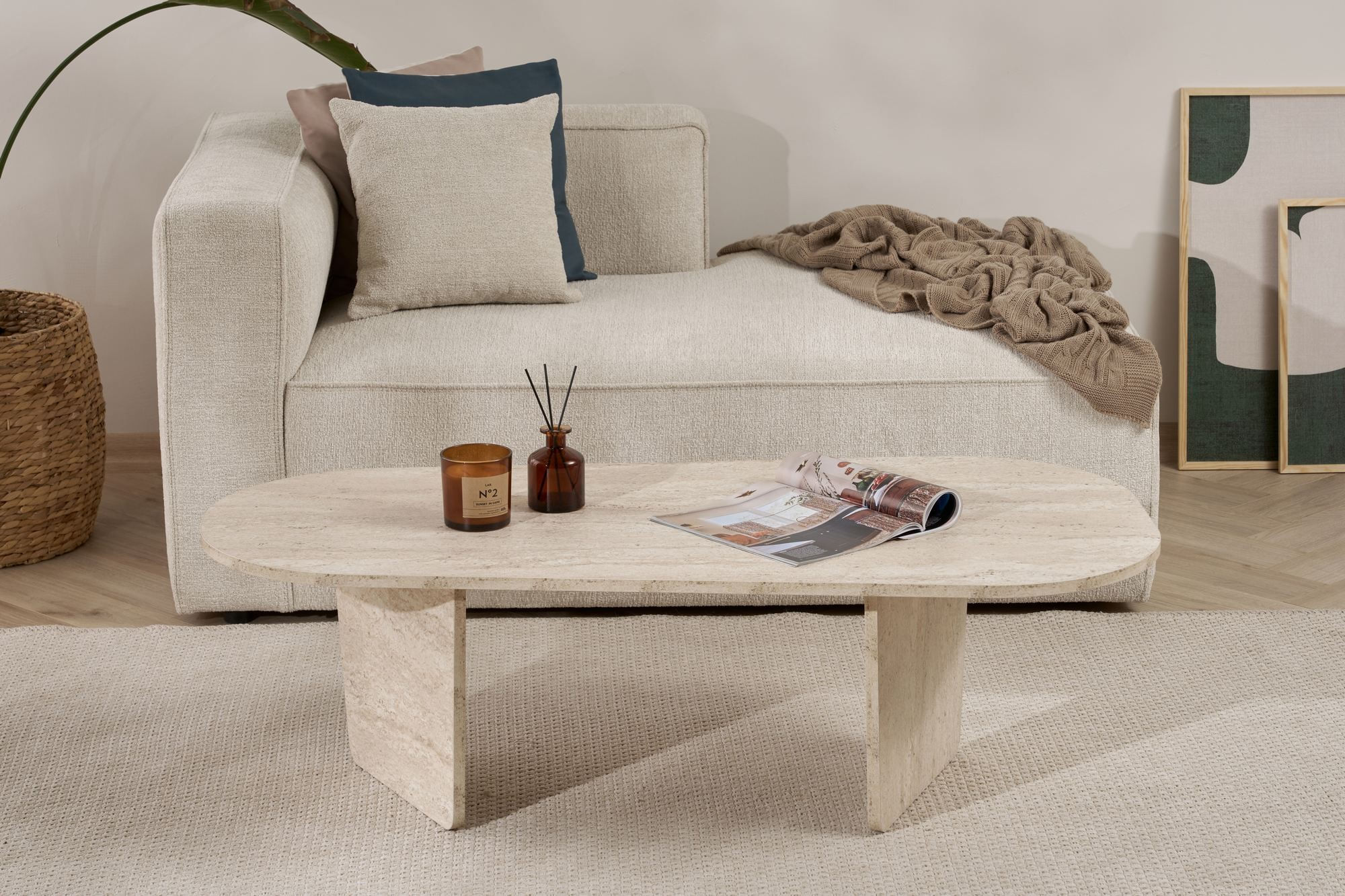 Măsuță cafea Hanah Home, PAL melaminat, 130 x 65 x 40 cm, travertine, 838NRD1106 — imaginea 5
