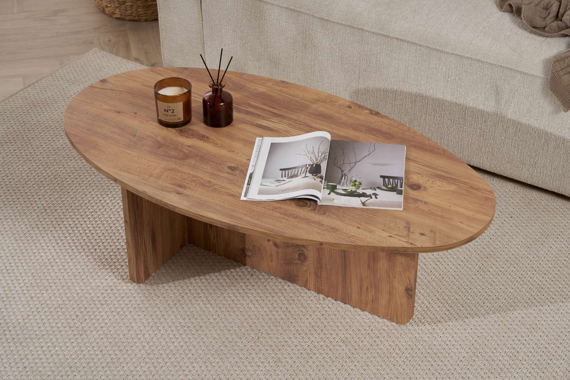 Măsuță cafea Hanah Home, PAL melaminat, 120 x 65 x 40 cm, atlantic pine, 838NRD1104 — imaginea 8