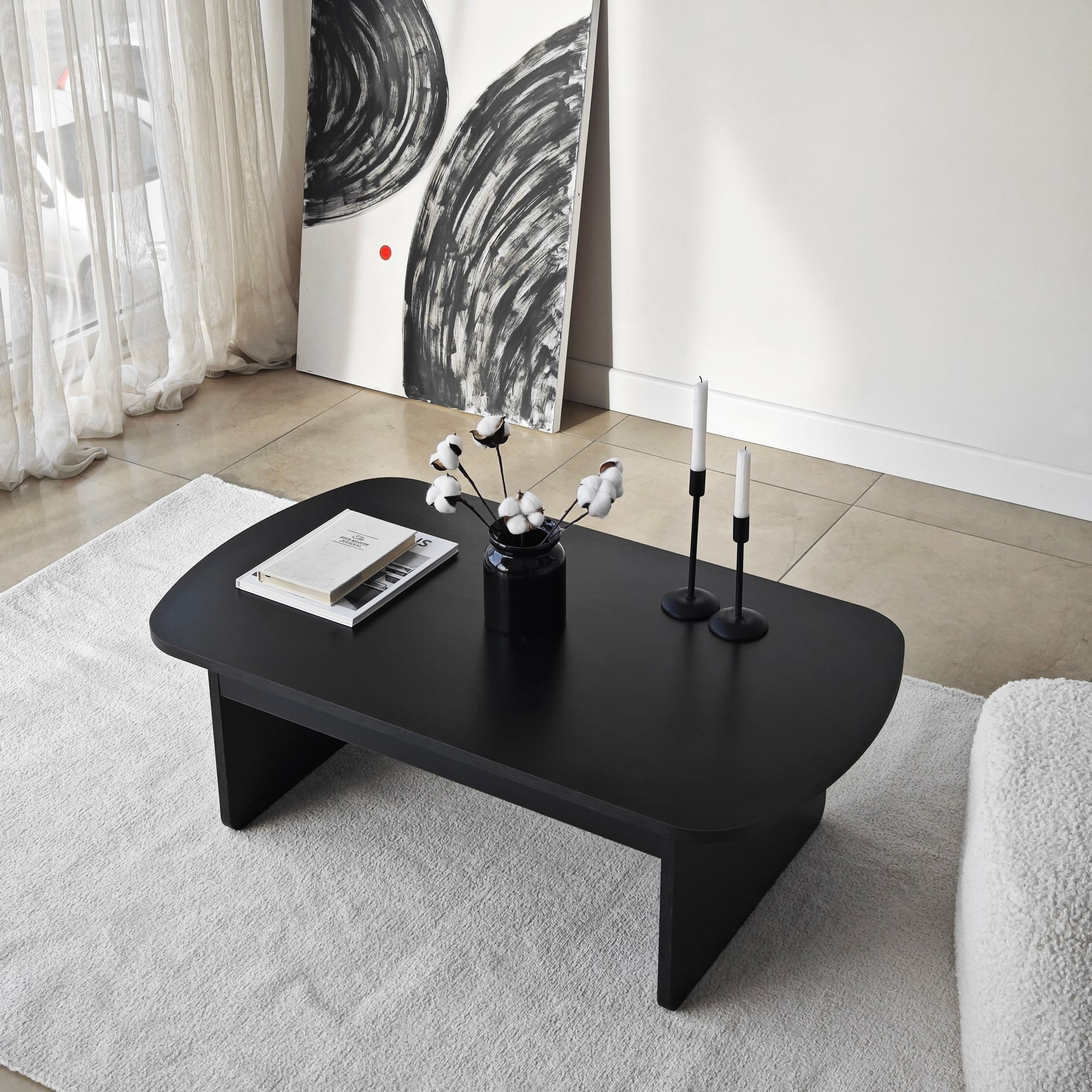 Măsuță cafea Hanah Home, PAL melaminat, 105 x 60 x 35 cm, negru, 552NOS2552 — imaginea 5