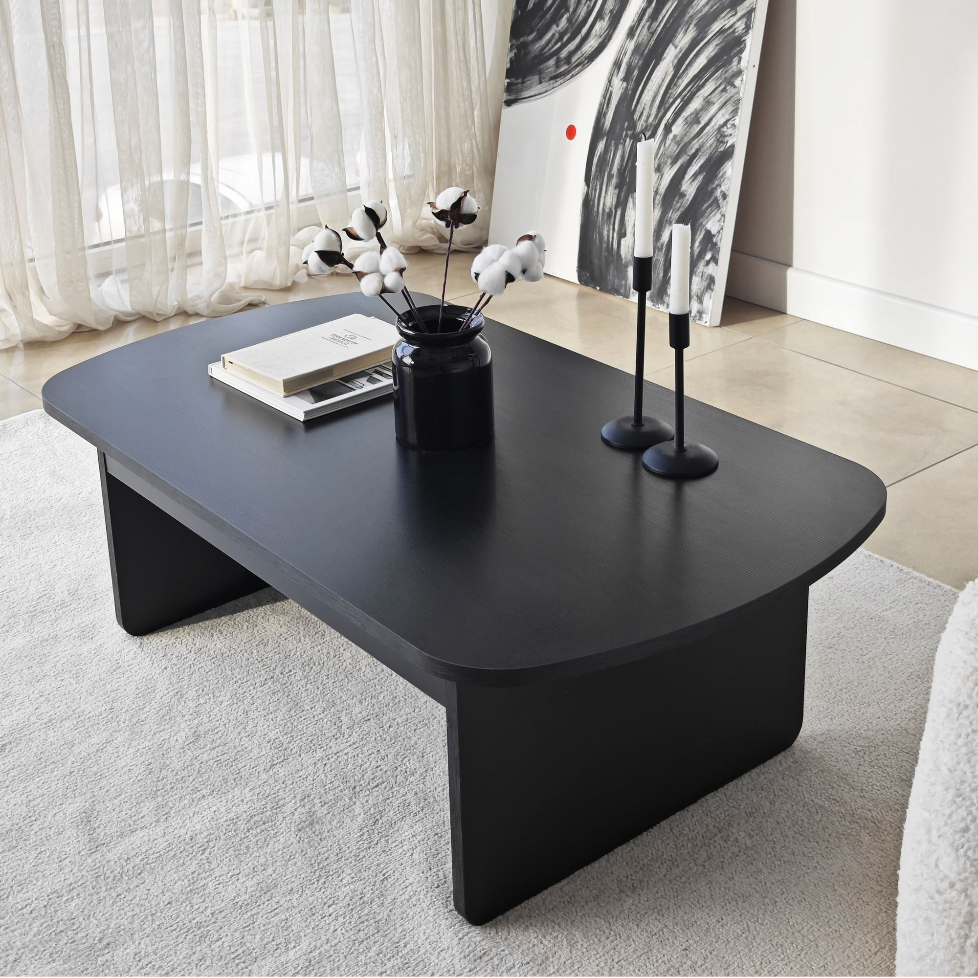 Măsuță cafea Hanah Home, PAL melaminat, 105 x 60 x 35 cm, negru, 552NOS2552 — imaginea 7