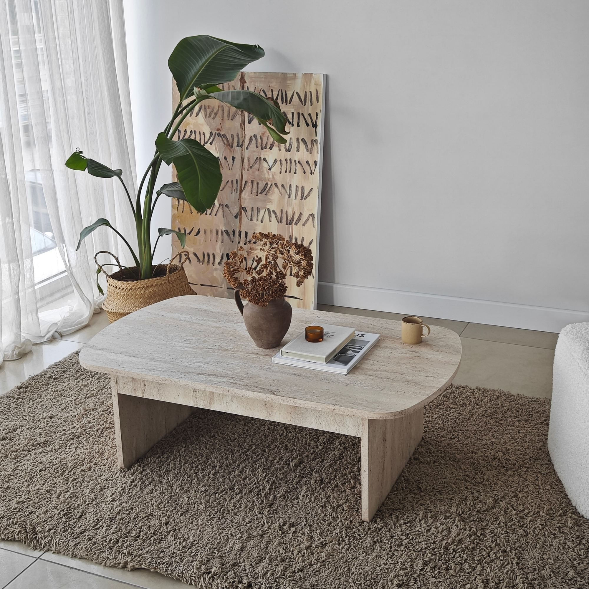 Măsuță cafea Hanah Home, PAL melaminat, 105 x 60 x 35 cm, travertine, 552NOS2551 — imaginea 2