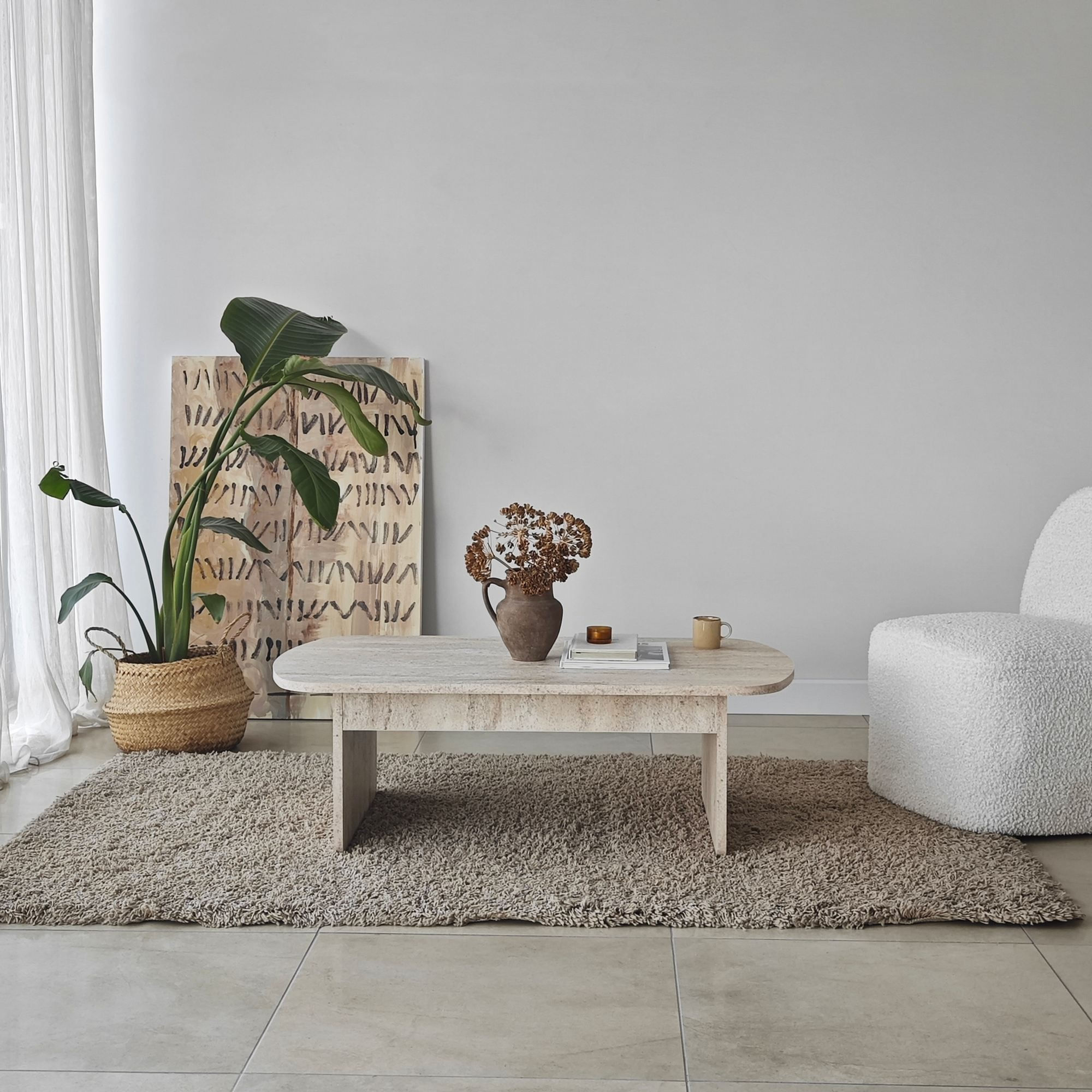 Măsuță cafea Hanah Home, PAL melaminat, 105 x 60 x 35 cm, travertine, 552NOS2551 — imaginea 4