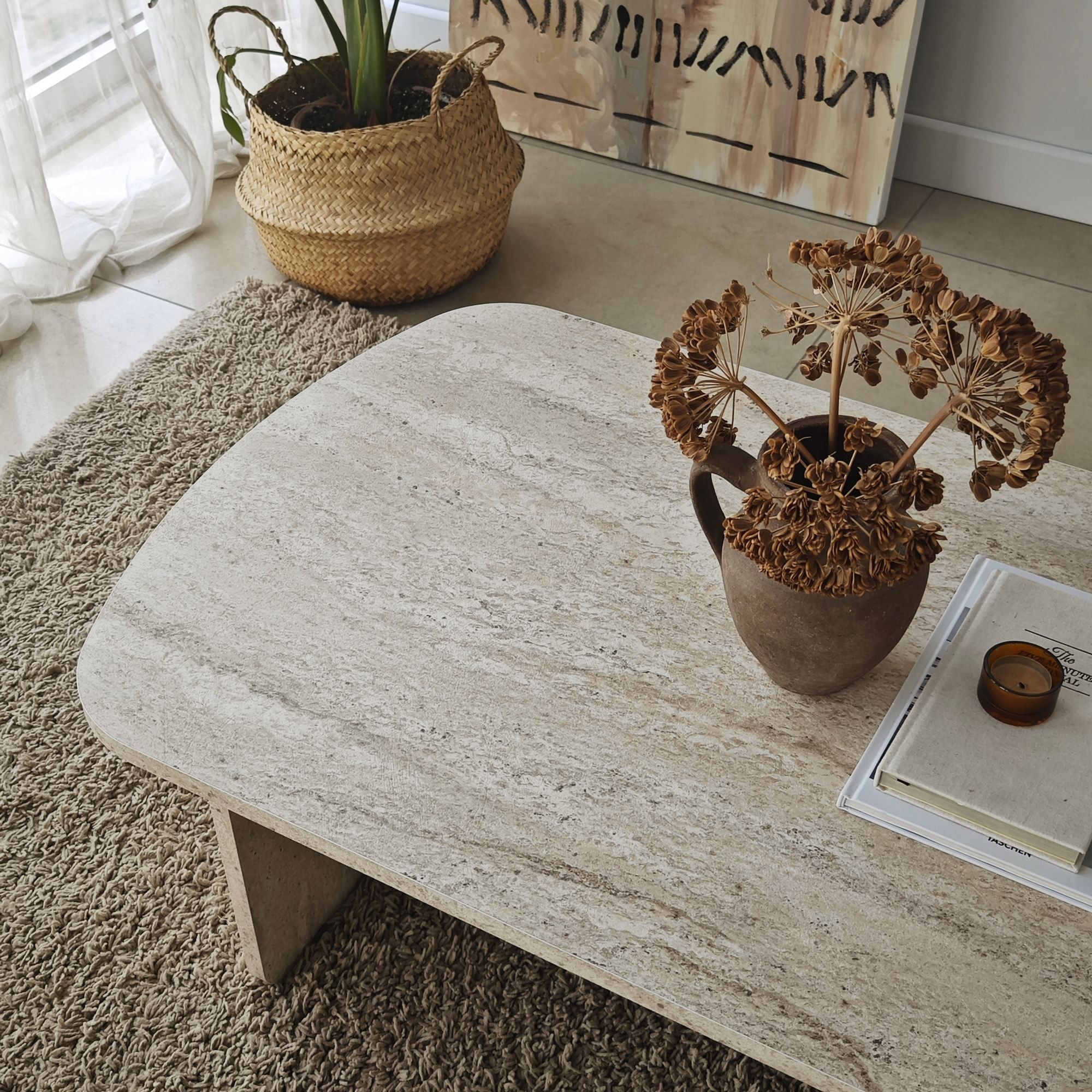 Măsuță cafea Hanah Home, PAL melaminat, 105 x 60 x 35 cm, travertine, 552NOS2551 — imaginea 5
