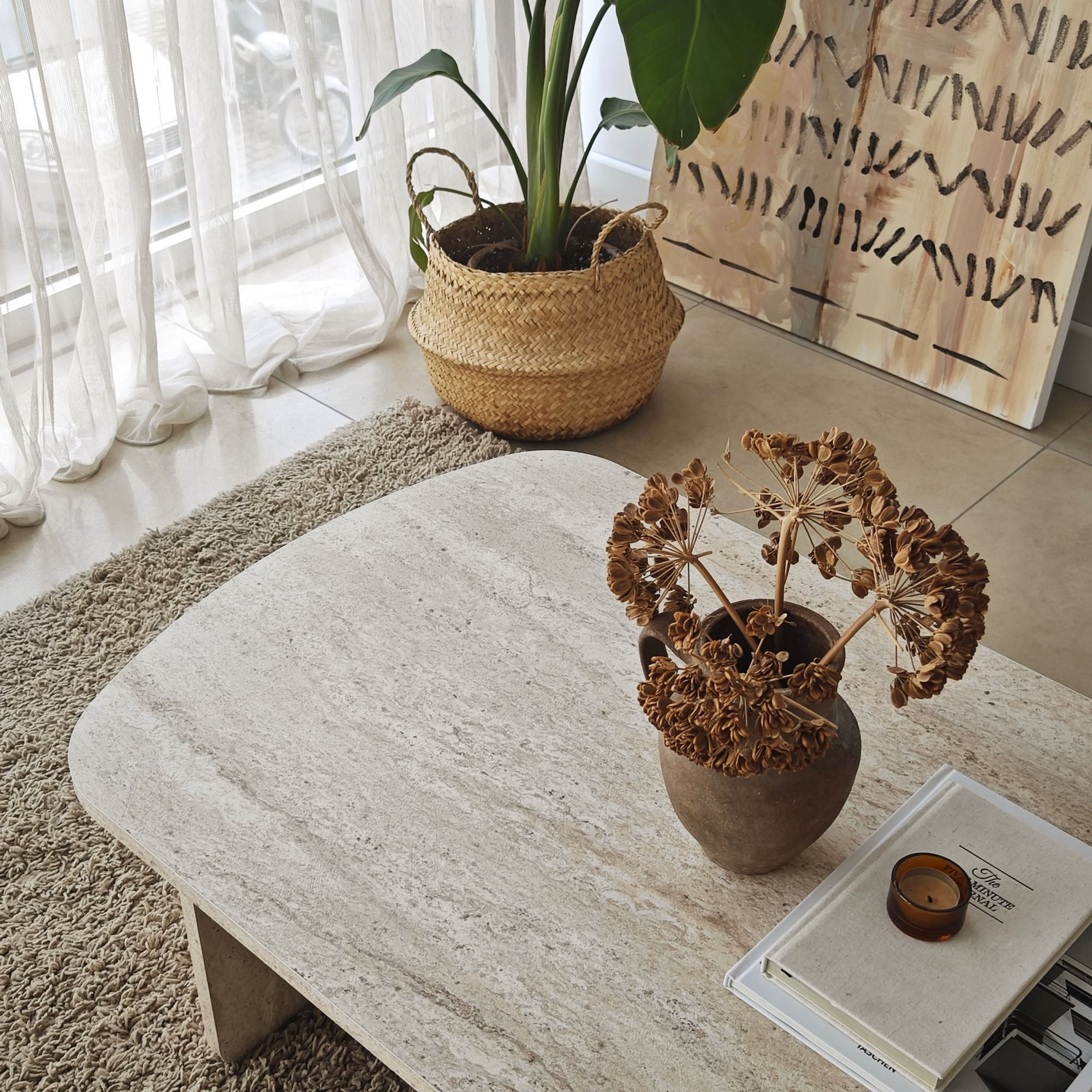 Măsuță cafea Hanah Home, PAL melaminat, 105 x 60 x 35 cm, travertine, 552NOS2551 — imaginea 6