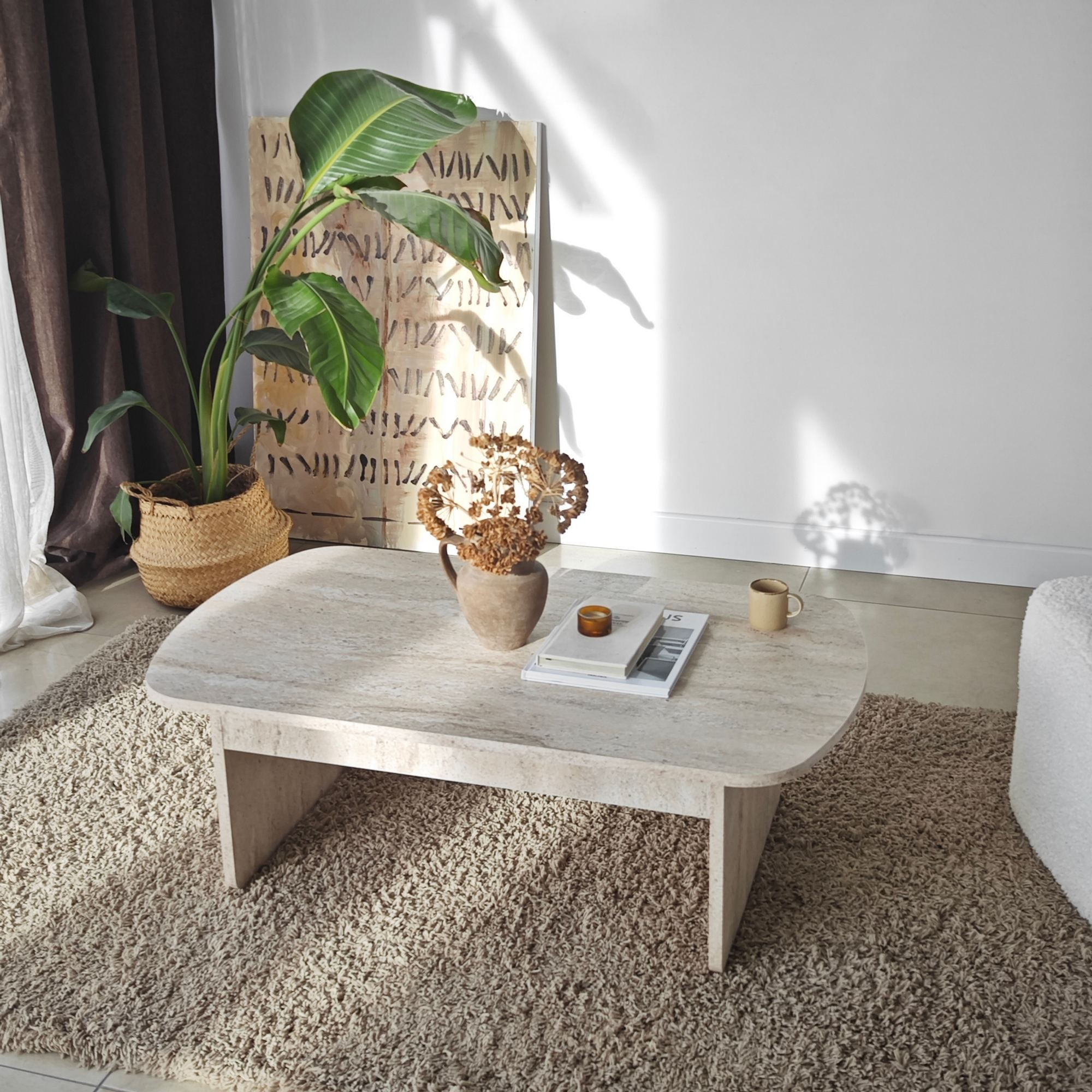 Măsuță cafea Hanah Home, PAL melaminat, 105 x 60 x 35 cm, travertine, 552NOS2551 — imaginea 7