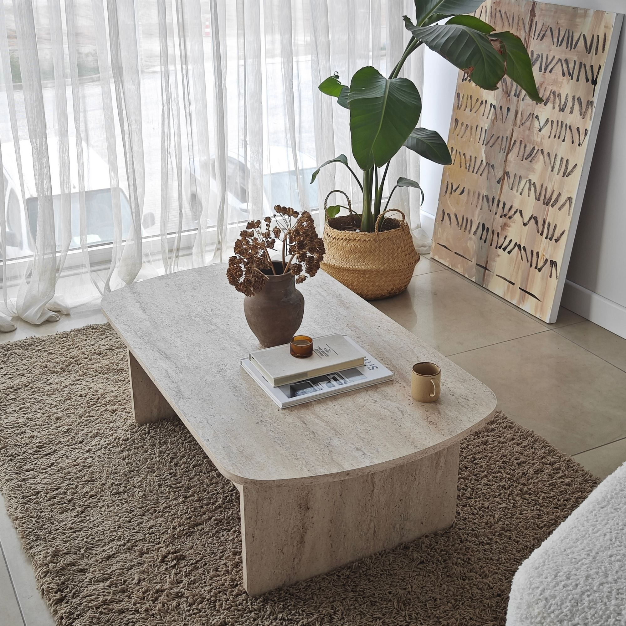 Măsuță cafea Hanah Home, PAL melaminat, 105 x 60 x 35 cm, travertine, 552NOS2551 — imaginea 8