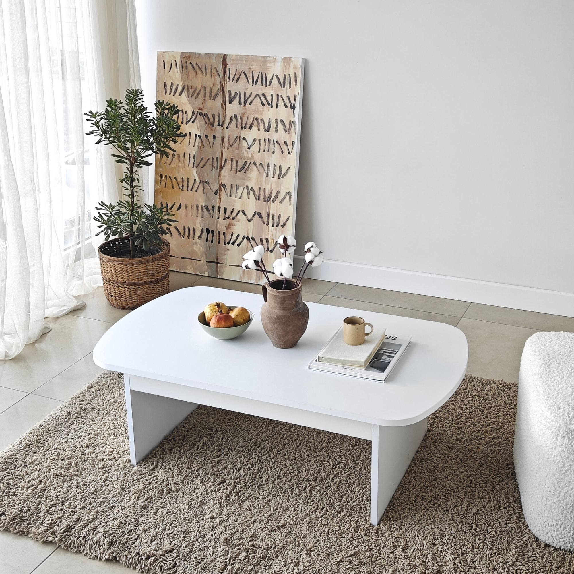 Măsuță cafea Hanah Home, PAL melaminat, 105 x 60 x 35 cm, alb, 552NOS2554 — imaginea 6