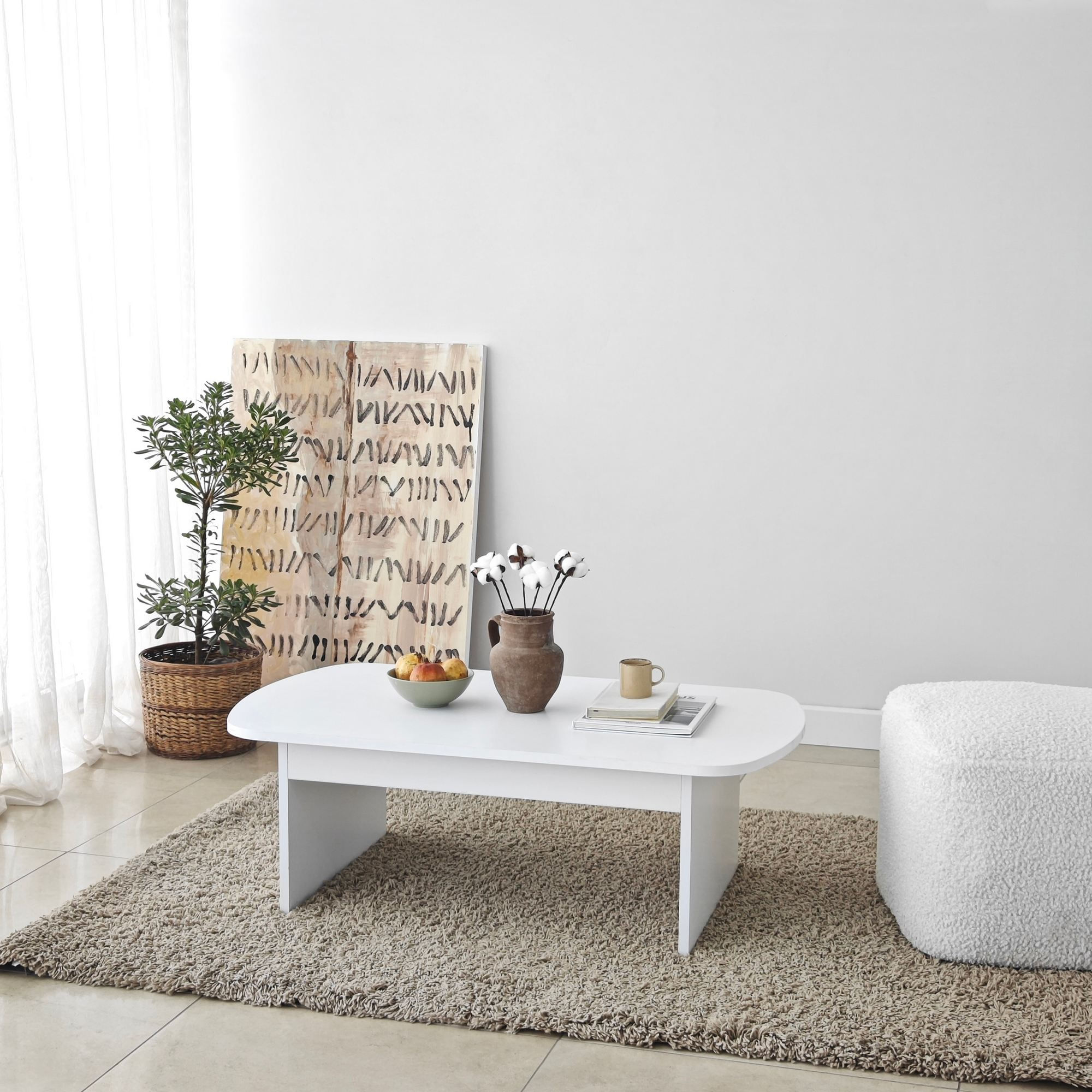 Măsuță cafea Hanah Home, PAL melaminat, 105 x 60 x 35 cm, alb, 552NOS2554 — imaginea 7