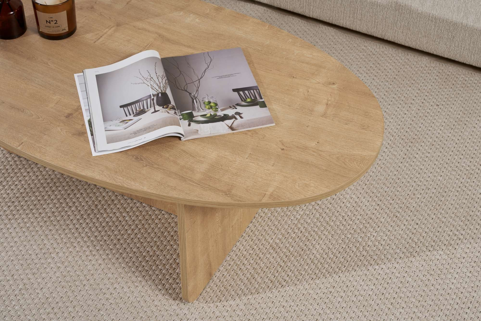 Măsuță cafea Hanah Home, PAL melaminat, 120 x 65 x 40 cm, stejar, 838NRD1103 — imaginea 7