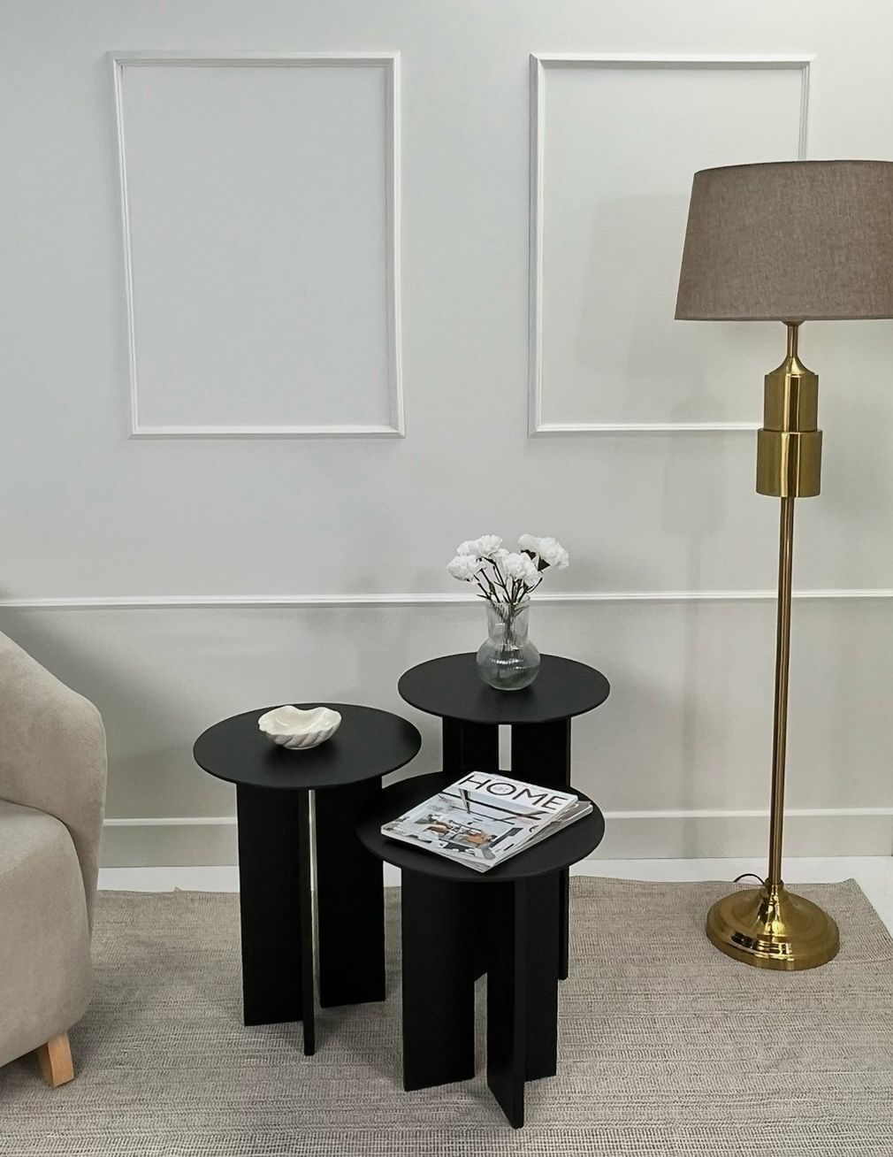 Set măsuțe cafea Hanah Home, MDF, 40 x 40 x 45 cm, negru, 313RTX1143 — imaginea 2