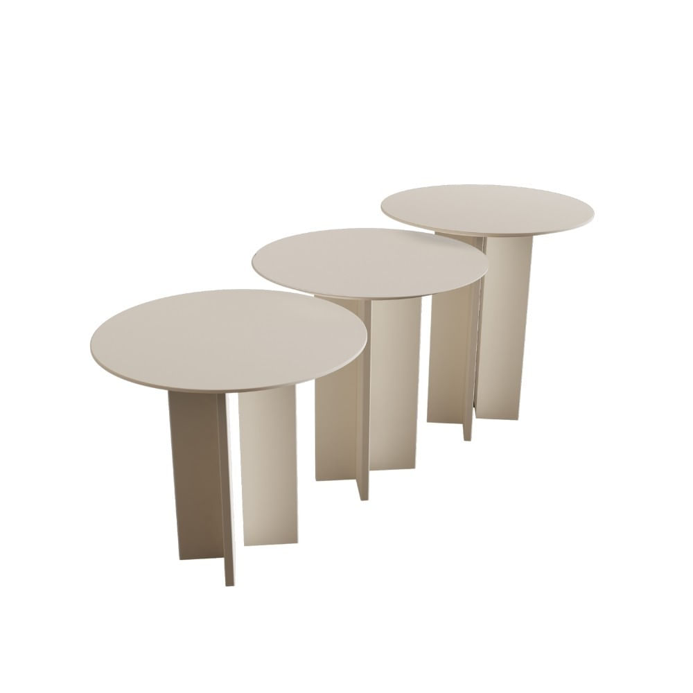 Set măsuțe cafea Hanah Home, MDF, 40 x 40 x 45 cm, crem, 313RTX1145 — imaginea 2