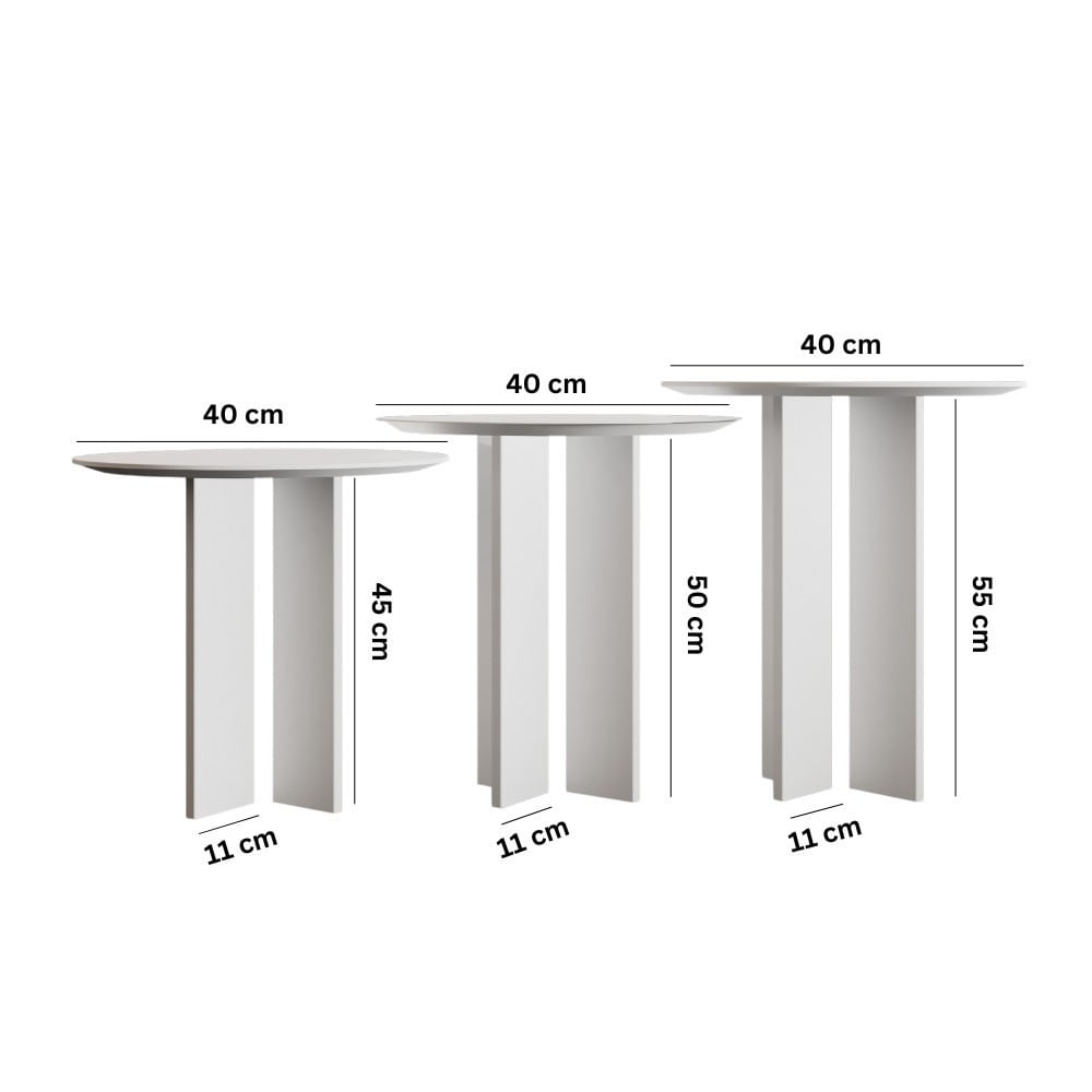 Set măsuțe cafea Hanah Home, MDF, 40 x 40 x 45 cm, alb, 313RTX1144 — imaginea 2