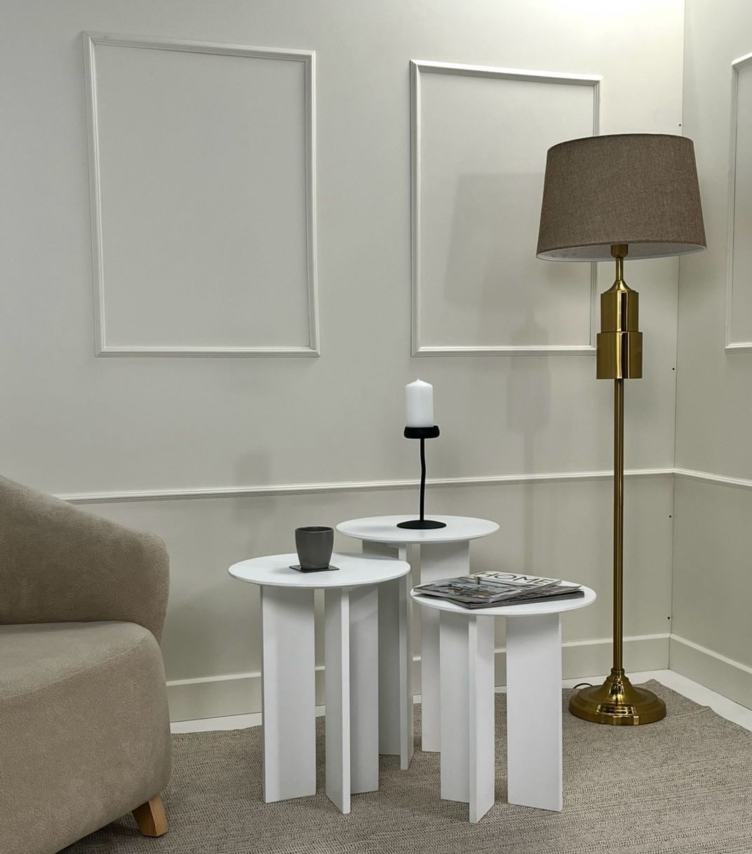 Set măsuțe cafea Hanah Home, MDF, 40 x 40 x 45 cm, alb, 313RTX1144 — imaginea 4