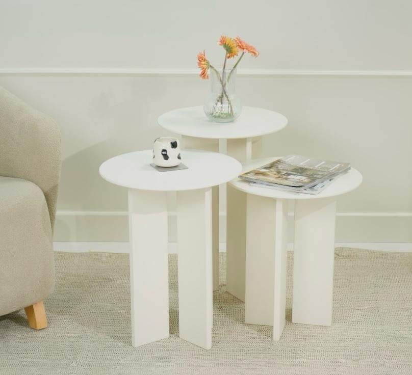 Set măsuțe cafea Hanah Home, MDF, 40 x 40 x 45 cm, crem, 313RTX1145 — imaginea 4