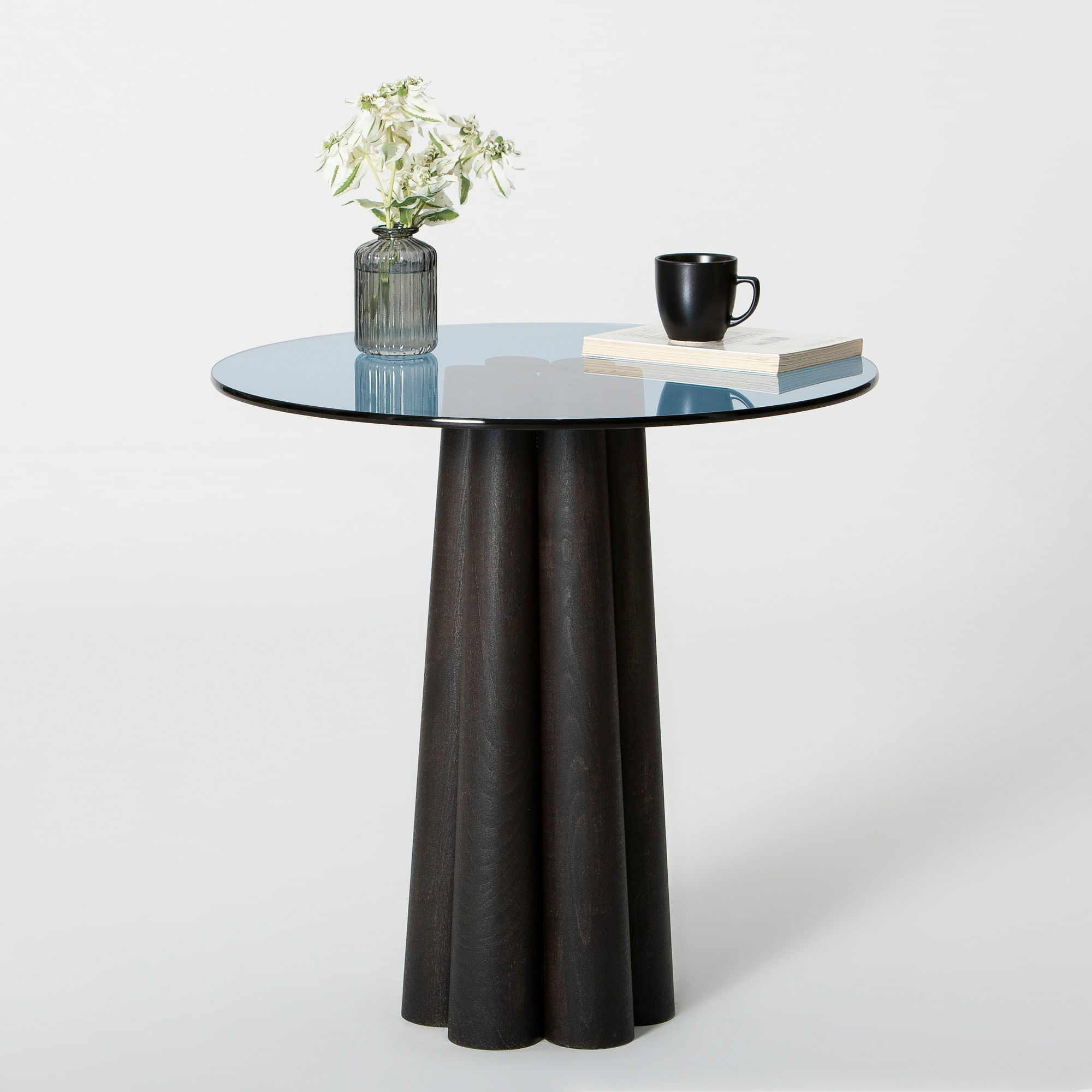 Măsuță cafea Hanah Home, sticlă, 50 x 50 x 50 cm, negru/albastru, 552NOS2399 — imaginea 2