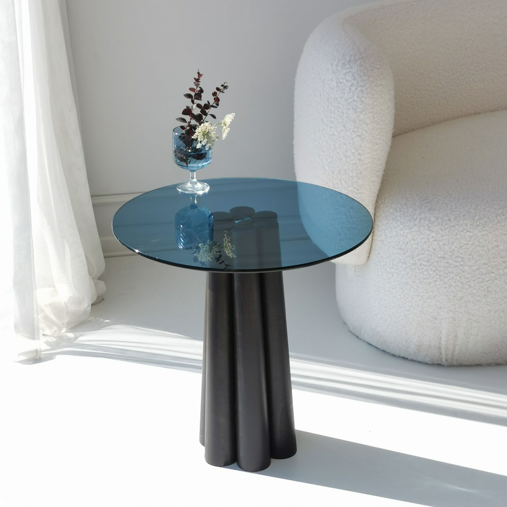 Măsuță cafea Hanah Home, sticlă, 50 x 50 x 50 cm, negru/albastru, 552NOS2399 — imaginea 3