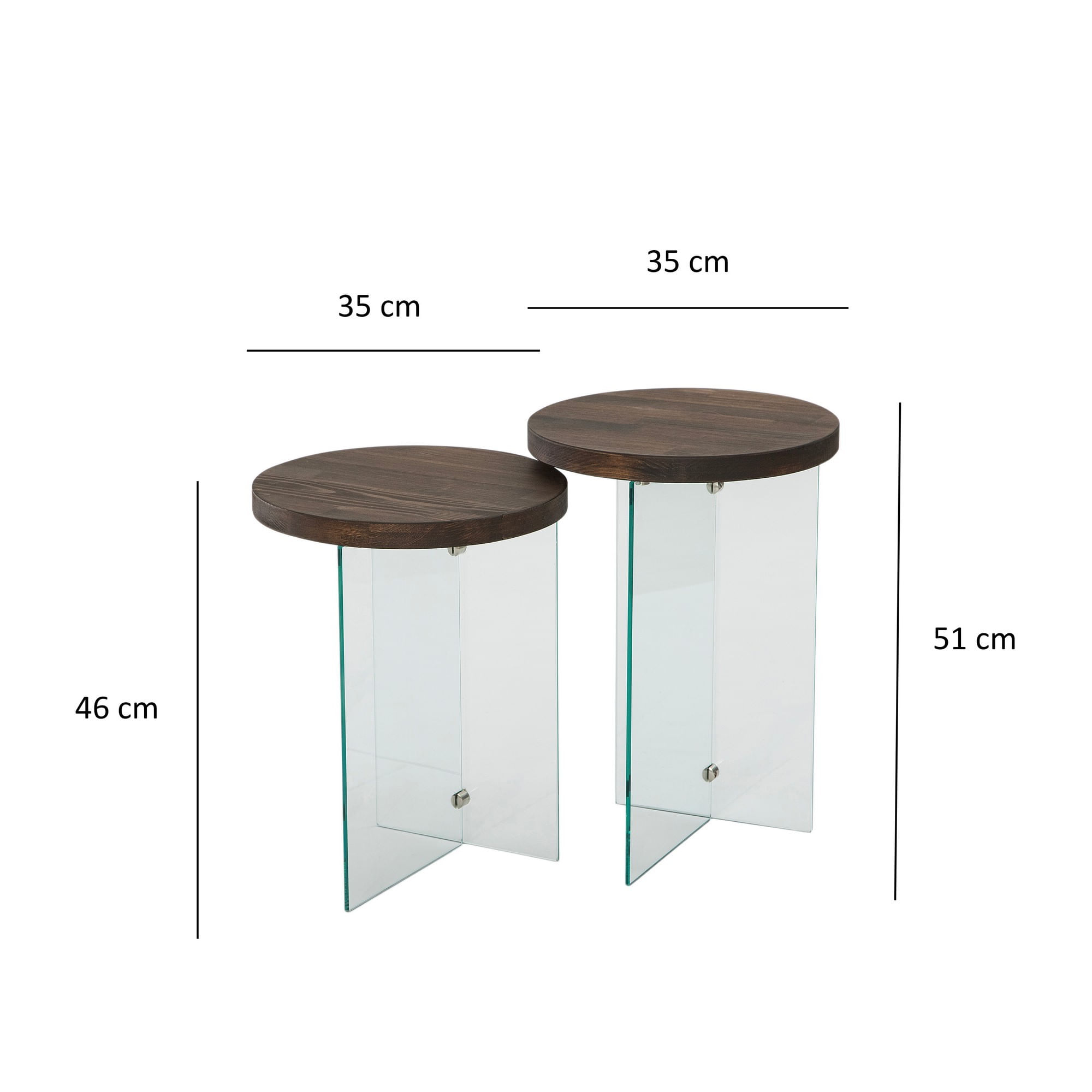 Set măsuțe cafea Hanah Home, MDF, 35 x 51 cm, transparent/nuc, 552NOS2408 — imaginea 5