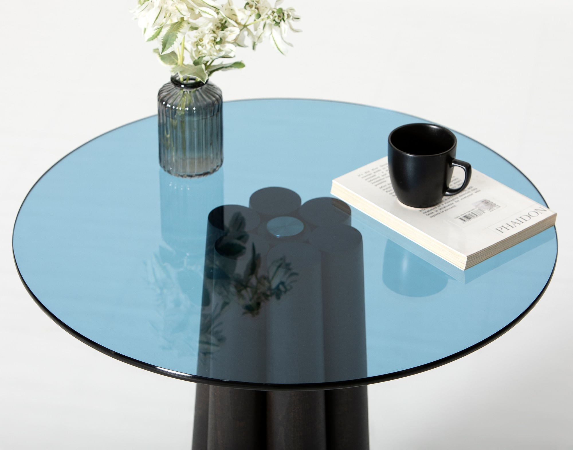 Măsuță cafea Hanah Home, sticlă, 50 x 50 x 50 cm, negru/albastru, 552NOS2399 — imaginea 7