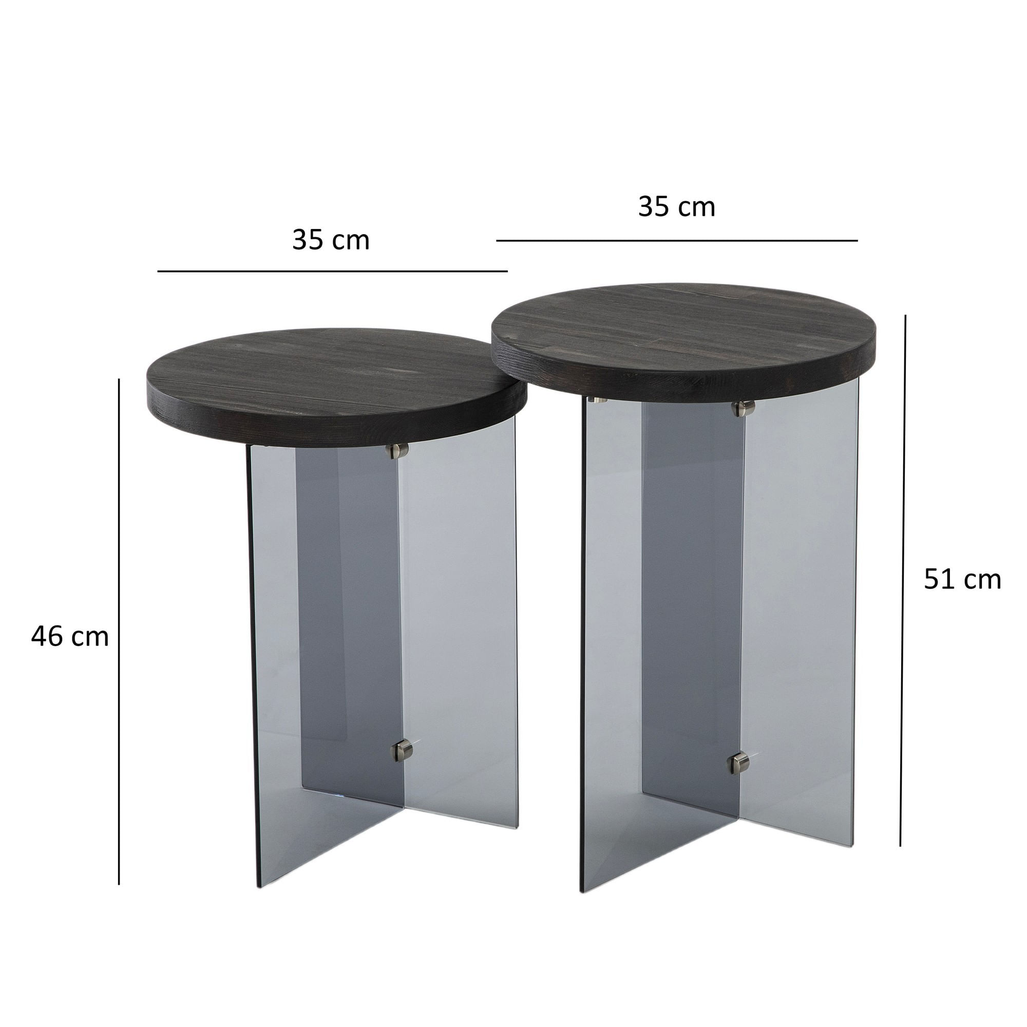 Set măsuțe cafea Hanah Home, MDF, 35 x 51 cm, antracit/închis gri, 552NOS2406 — imaginea 3